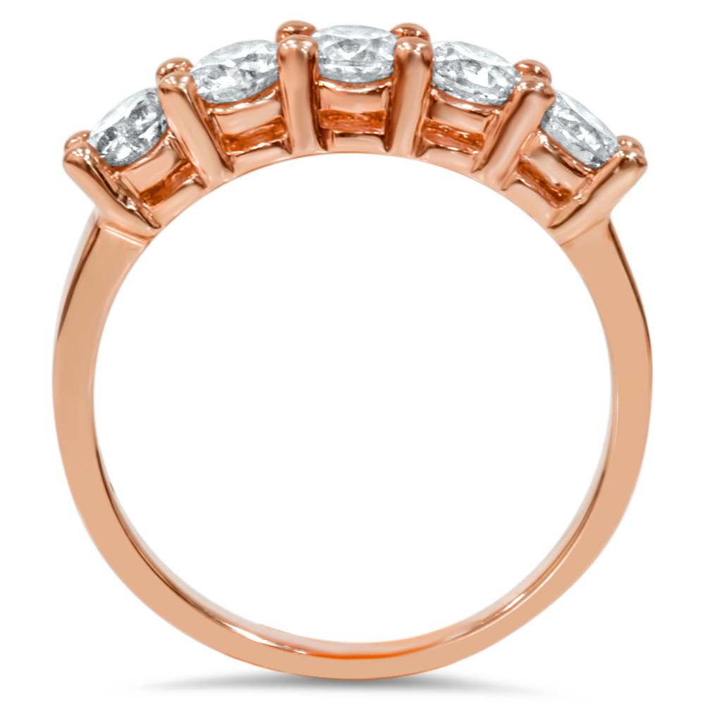 1 cttw 5-Stone Round Cut Diamond Wedding Anniversary Ring 14K Rose Gold