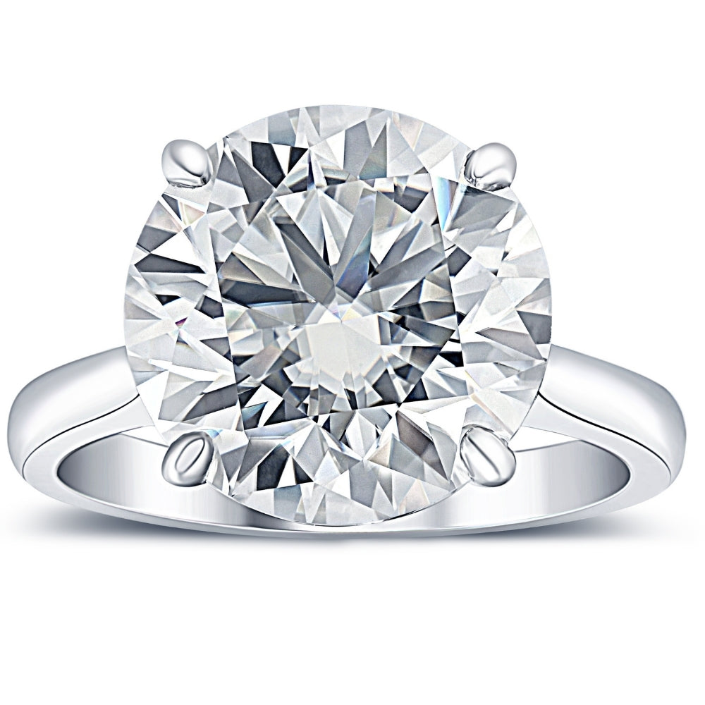 6 Ct Moissanite Solitaire Engagement Ring 10k White Gold (12mm stone)