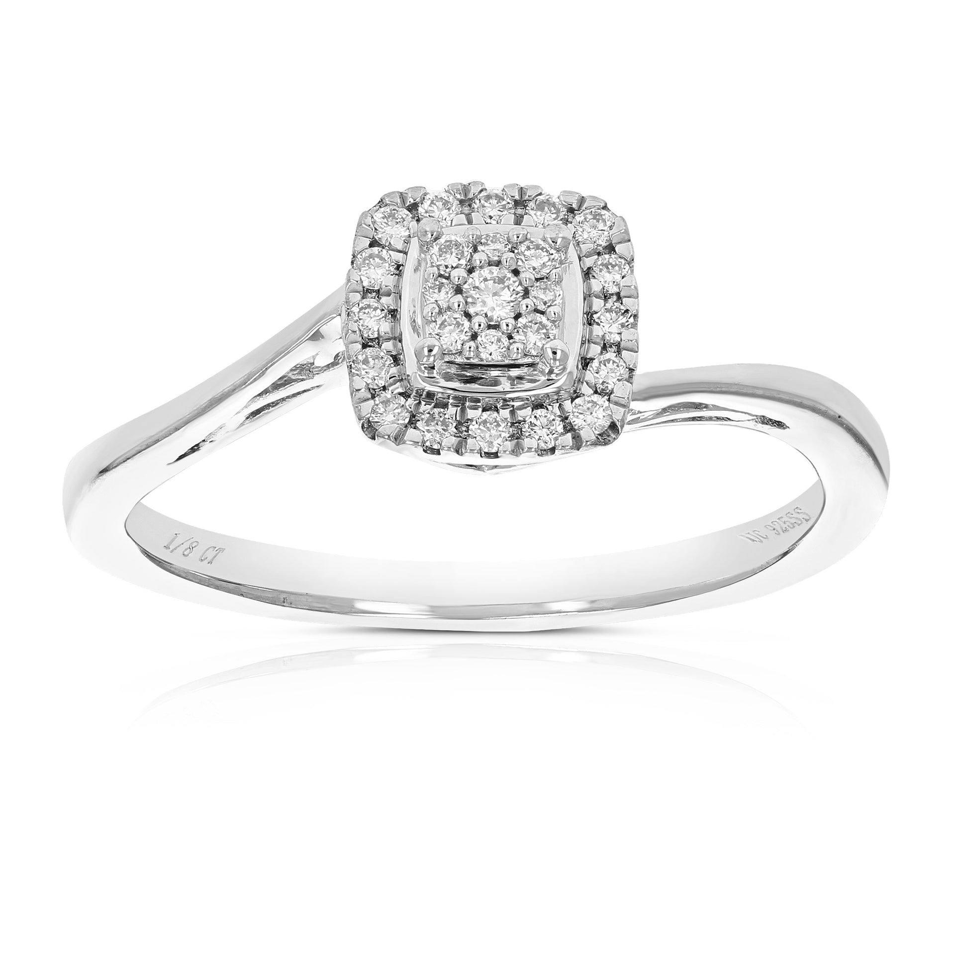 1/8 cttw Round Cut Lab Grown Diamond Wedding Engagement Ring .925 Sterling Silver Prong Set