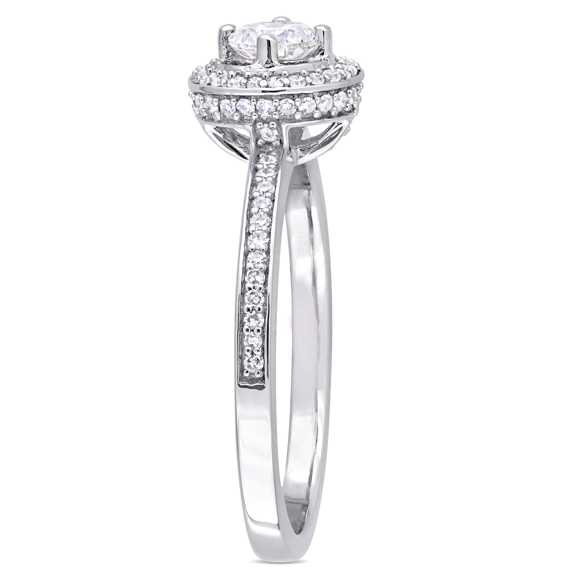 Mimi & Max 1/2ct TW Diamond Halo Engagement Ring 14k White Gold