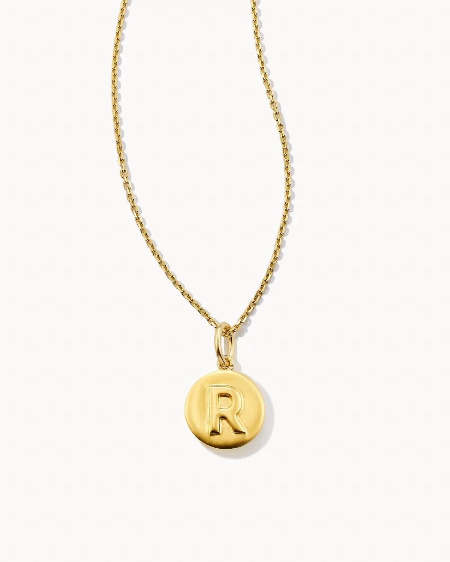 Women's Letter 'r' Coin Pendant Necklace In Gold