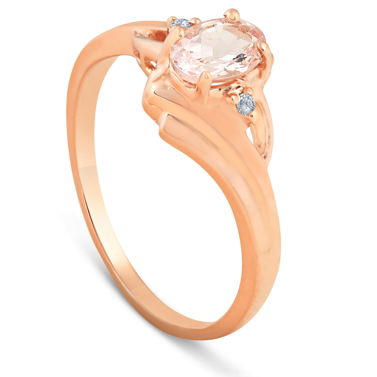 1/2 CT Morganite & Diamond Ring 14K Rose Gold