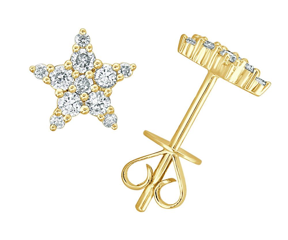 14k Gold & Diamond Star Earrings