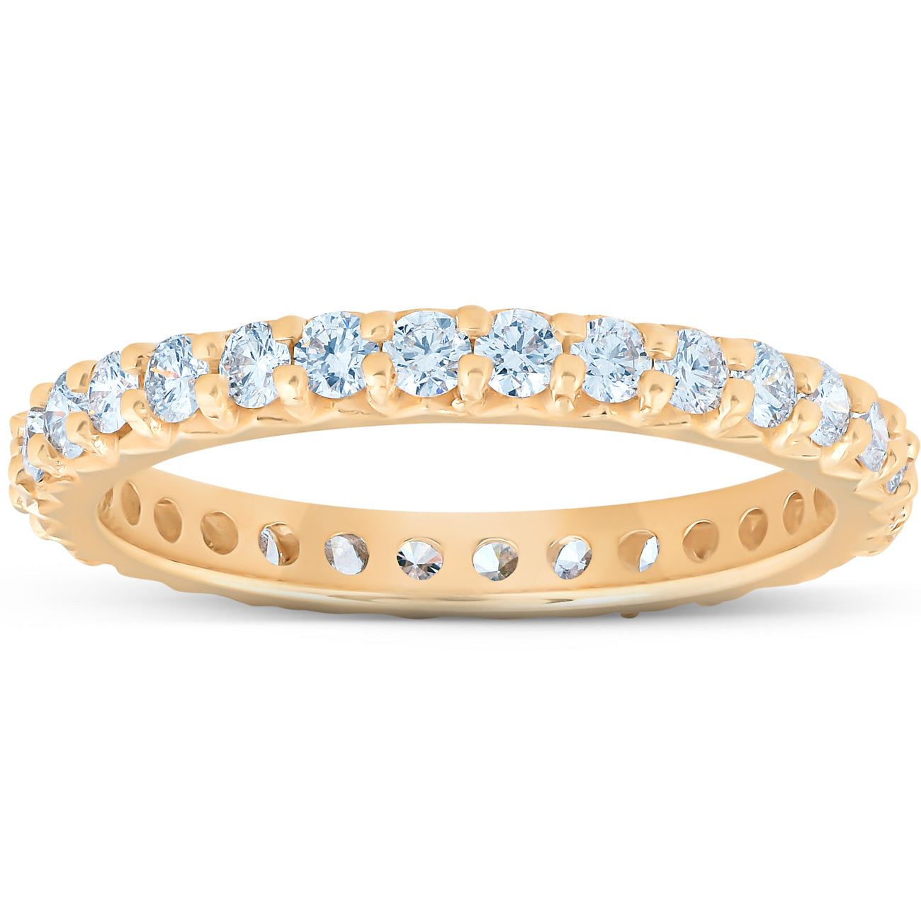 1 Ct Diamond Wedding Eternity Ring Lab Grown 14k Yellow Gold