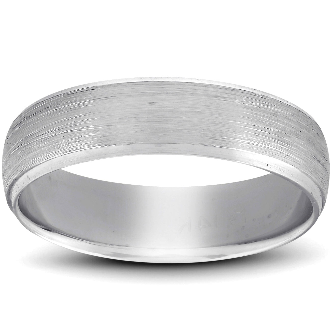Beveled & Brushed Wedding Band 14K White Gold Size Selectable