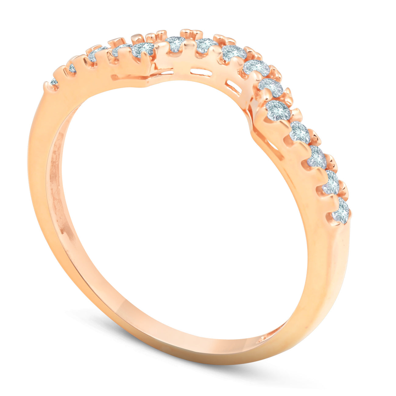 1/4ct Diamond Notched Guard Ring Enhancer 14K Rose Gold