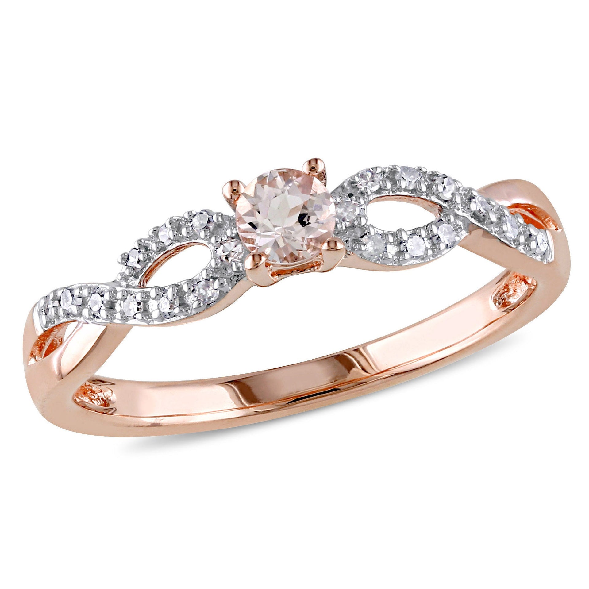 1/10ct TDW Diamond and Morganite Infinity Ring in Rose Silver