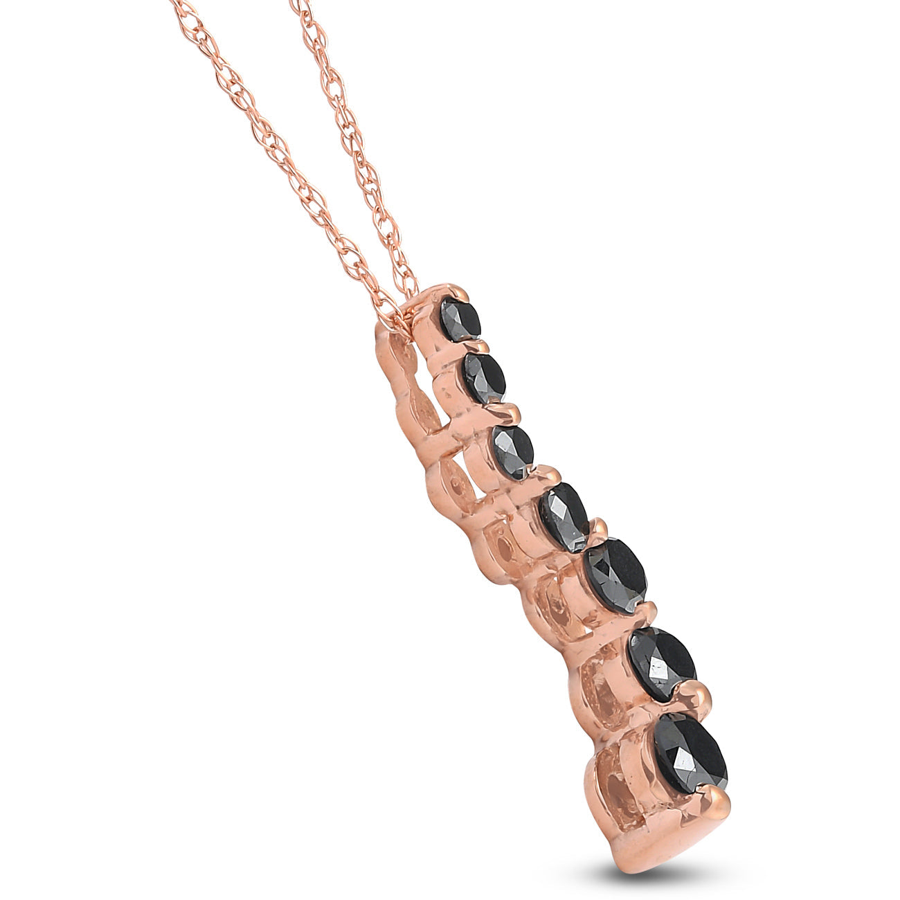 14K Pink Rose Gold 1/2 CT Black Diamond Journey Pendant Necklace