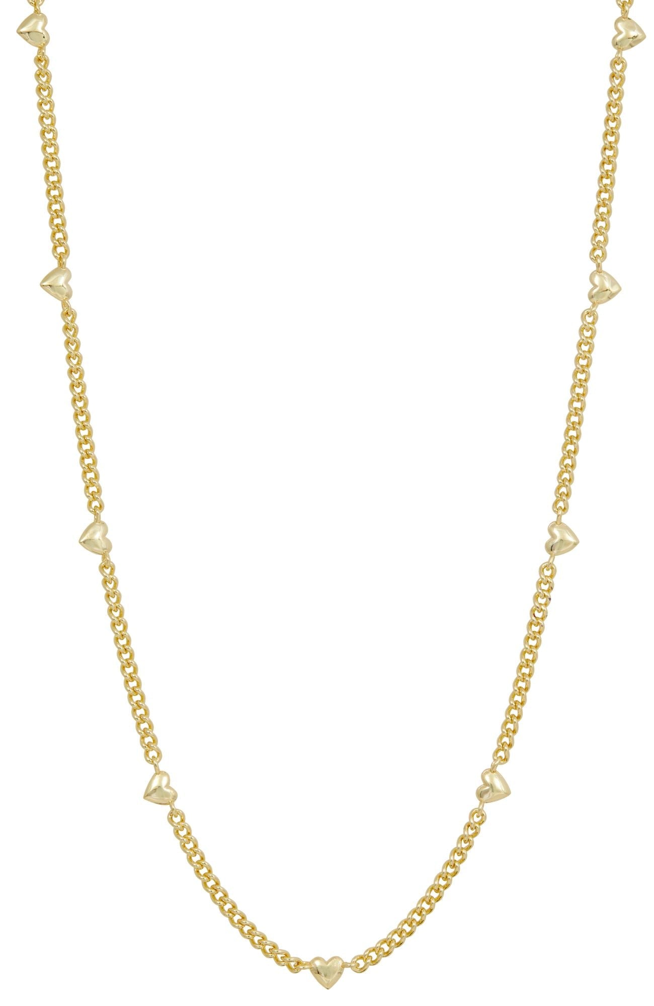 18K GOLD PLATED HEART STATION NECKLACE