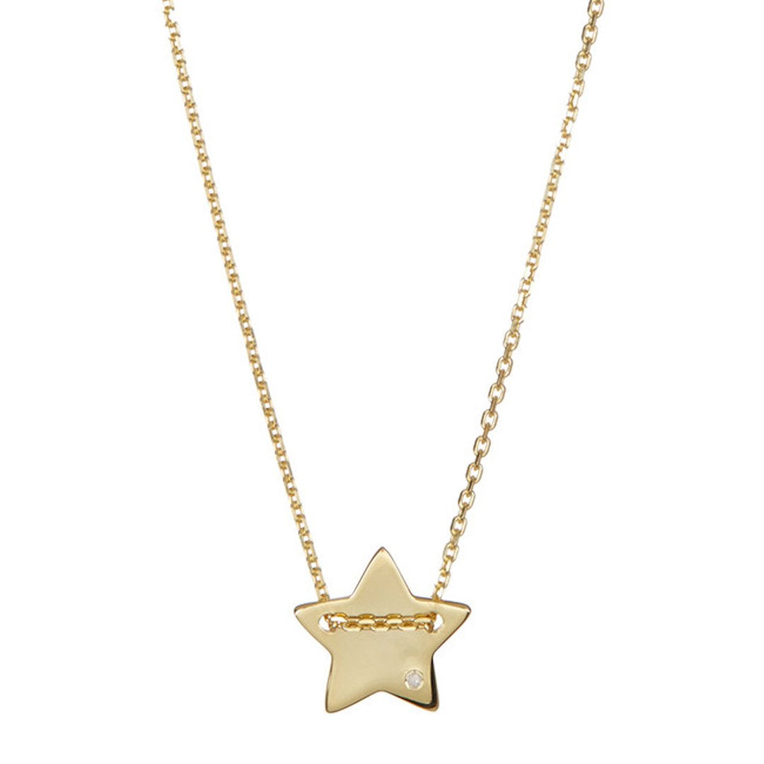 Adornia Star Pendant Necklace with Pave Diamond gold