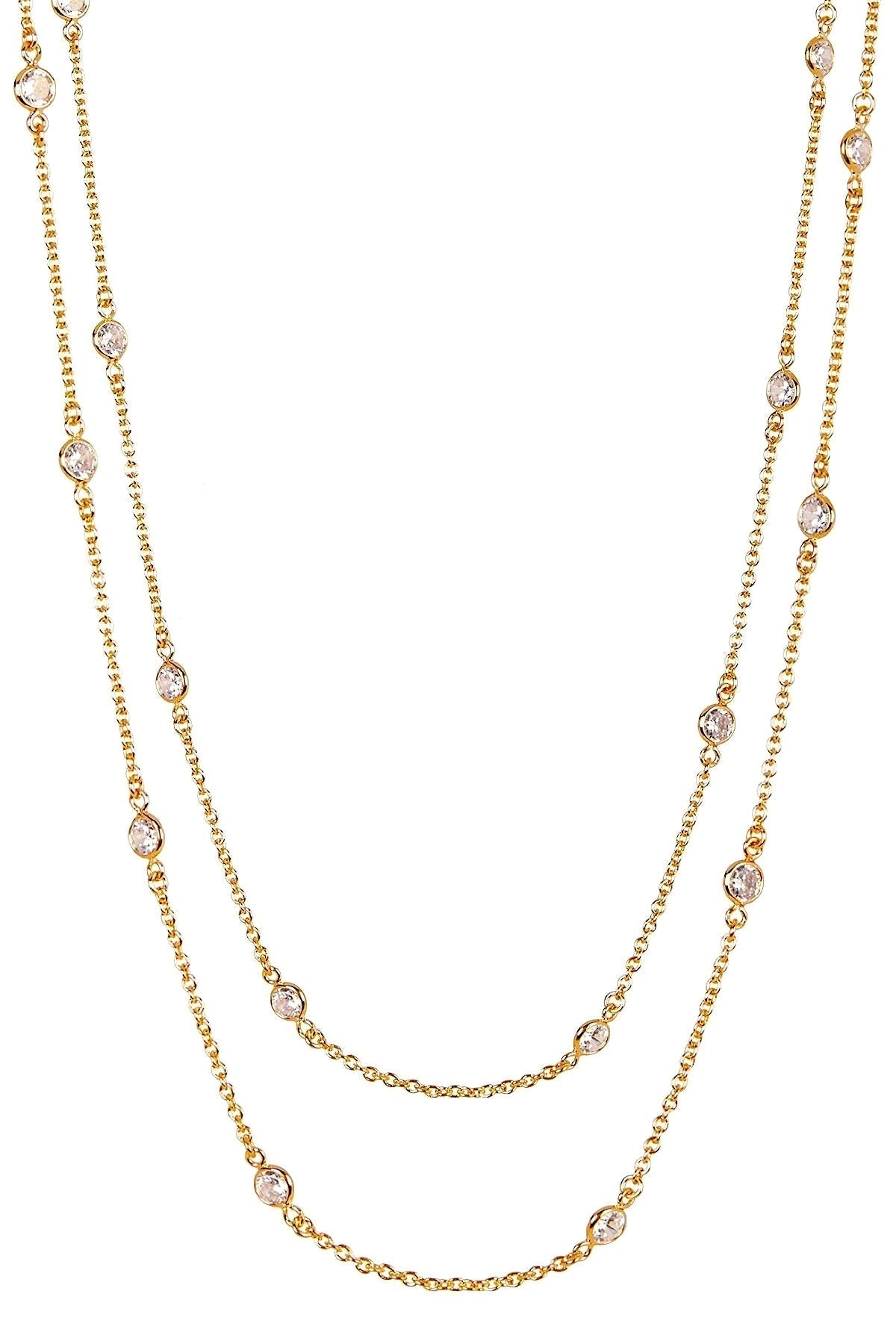 Sterling Silver Cz Station Necklace