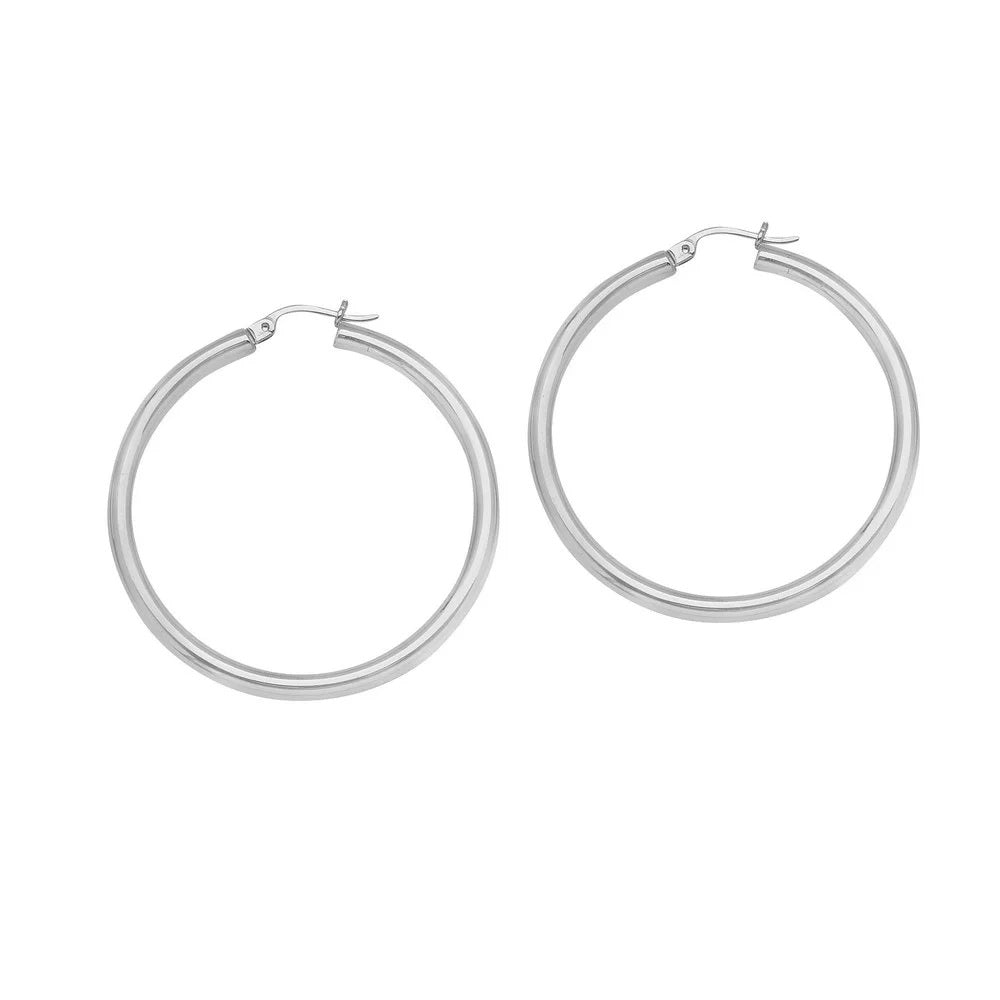 925 Sterling Silver Plain 1.8' Hoop Earrings