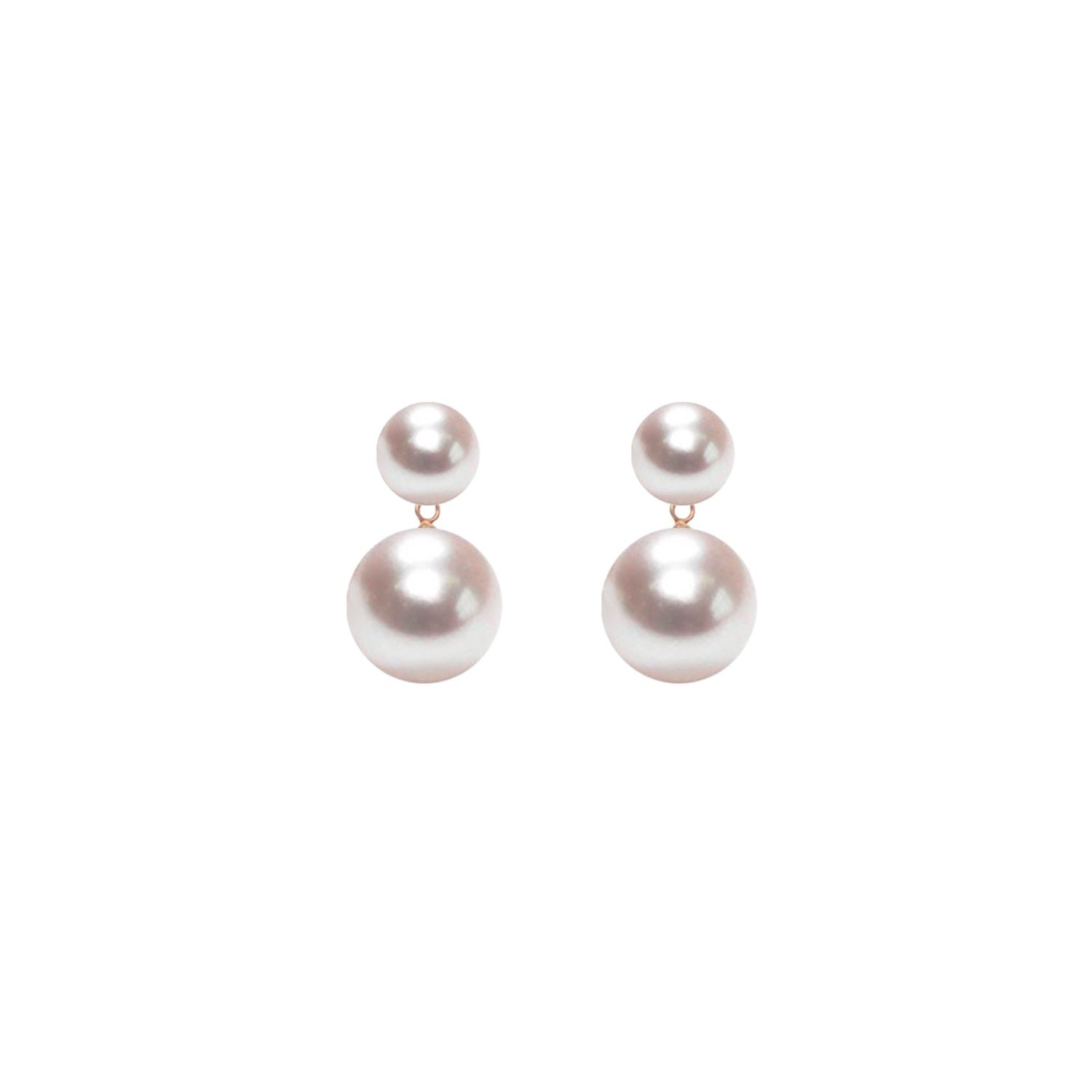Duet White Pearl Earrings Large Gold