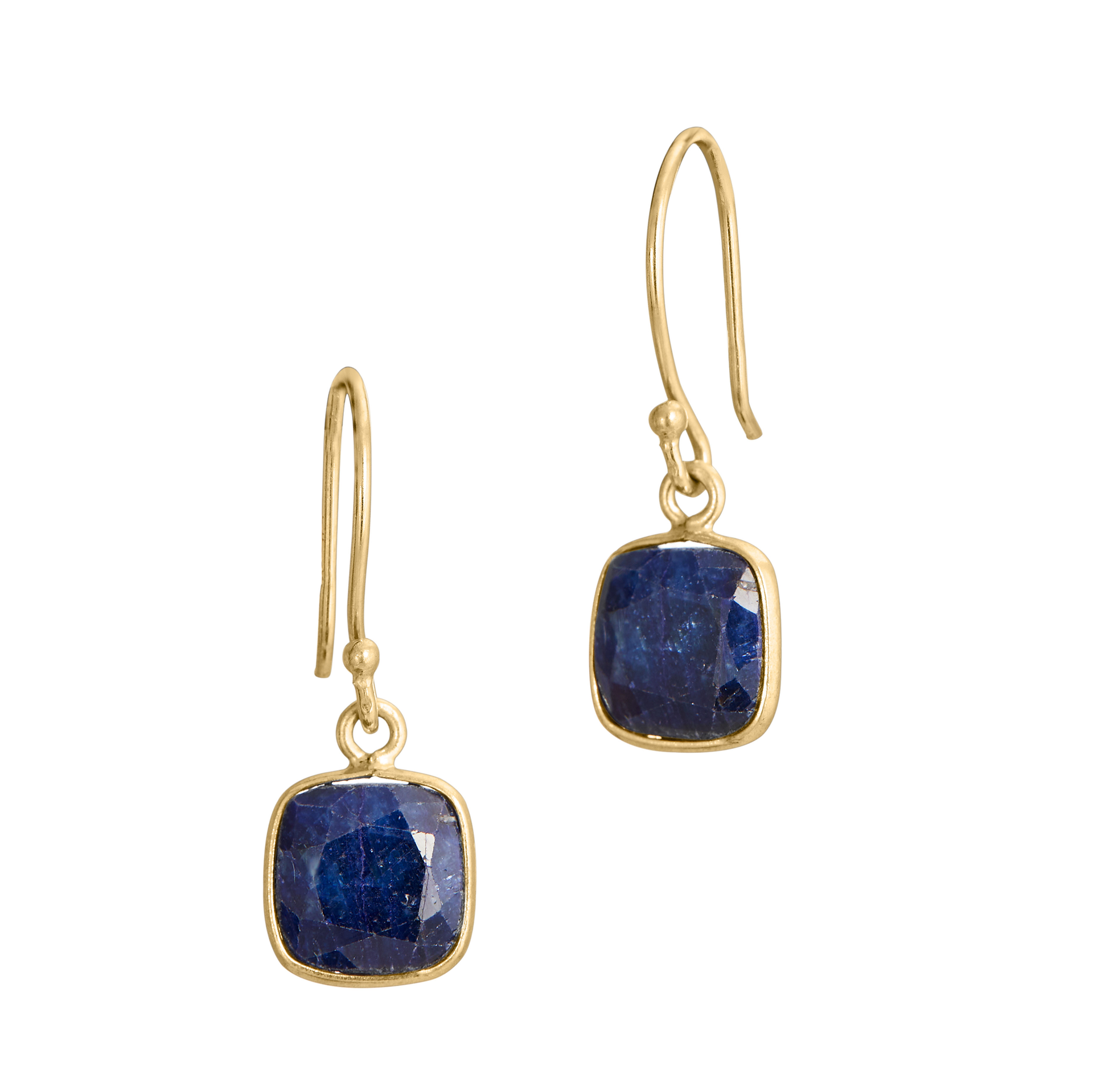 18k Gold Plated Blue Sapphire 3.80 carat wire earringa