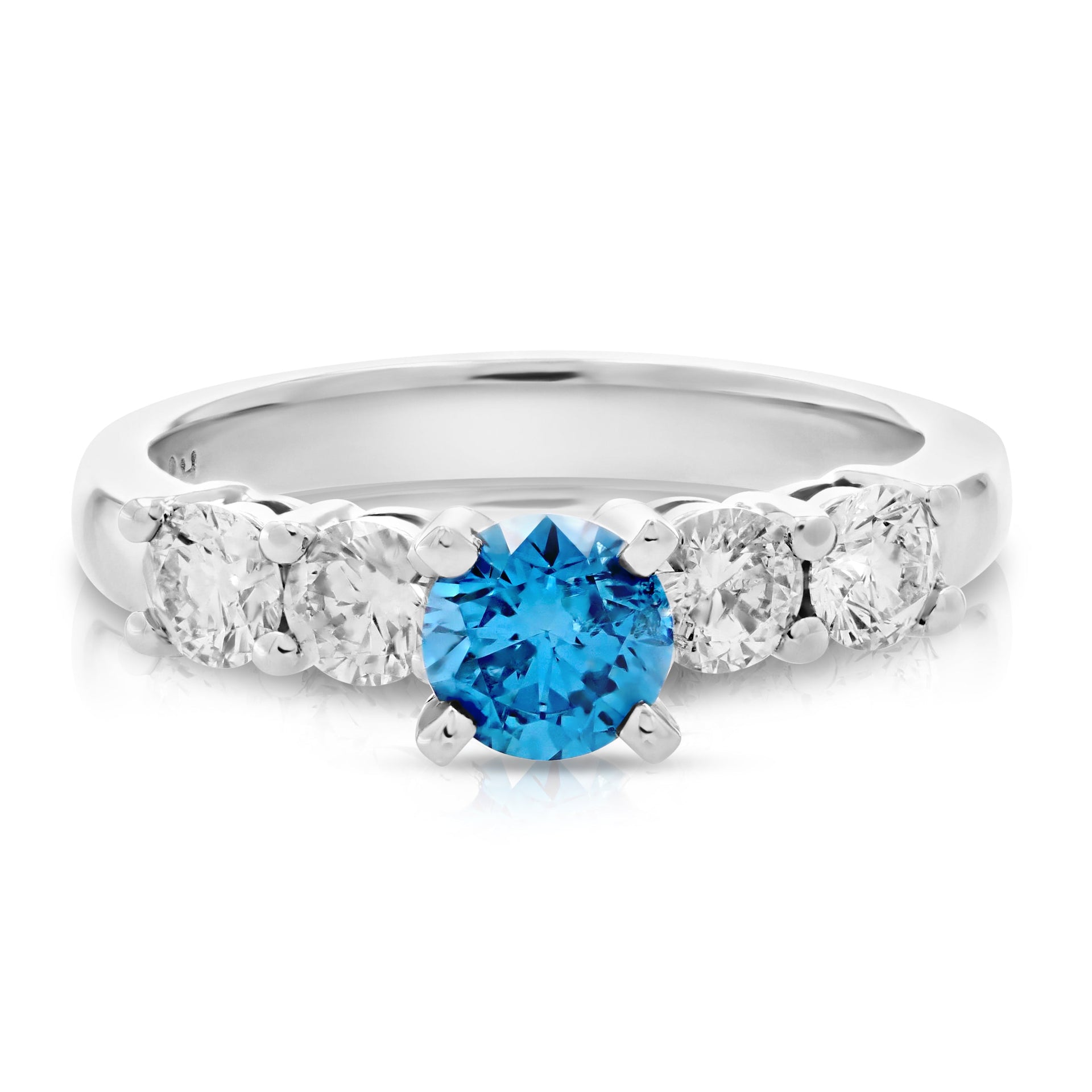 1.40 cttw Blue and White Diamond Engagement Ring 14K White Gold Bridal