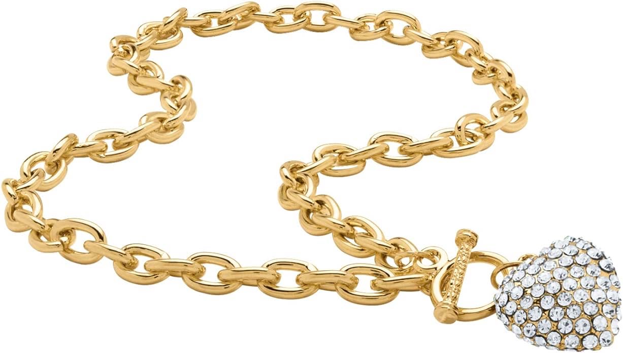 18K Gold Heart Charm Embellished Necklace