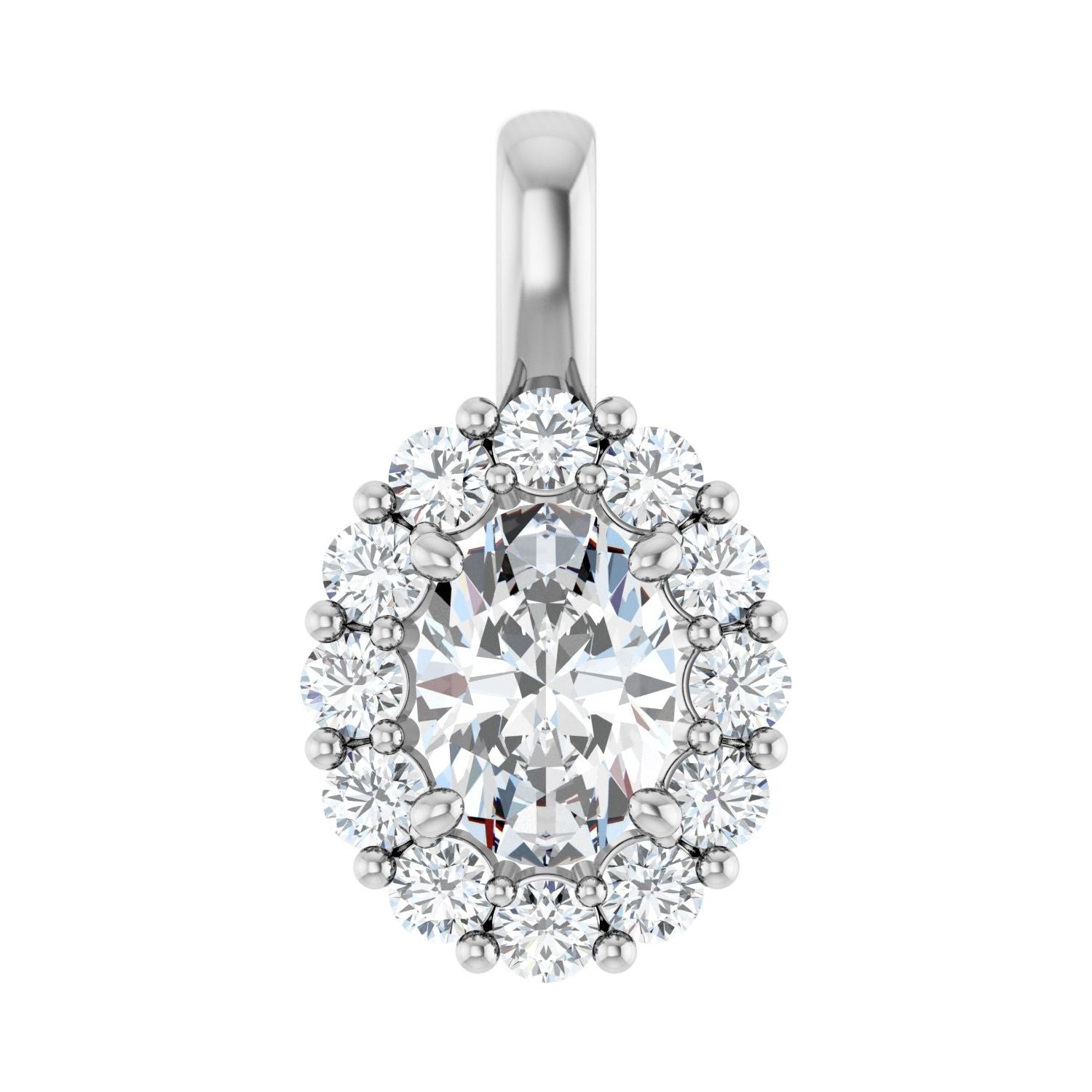 14k White Gold 1 1/6ct Lab-grown Diamond Halo-style Pendant