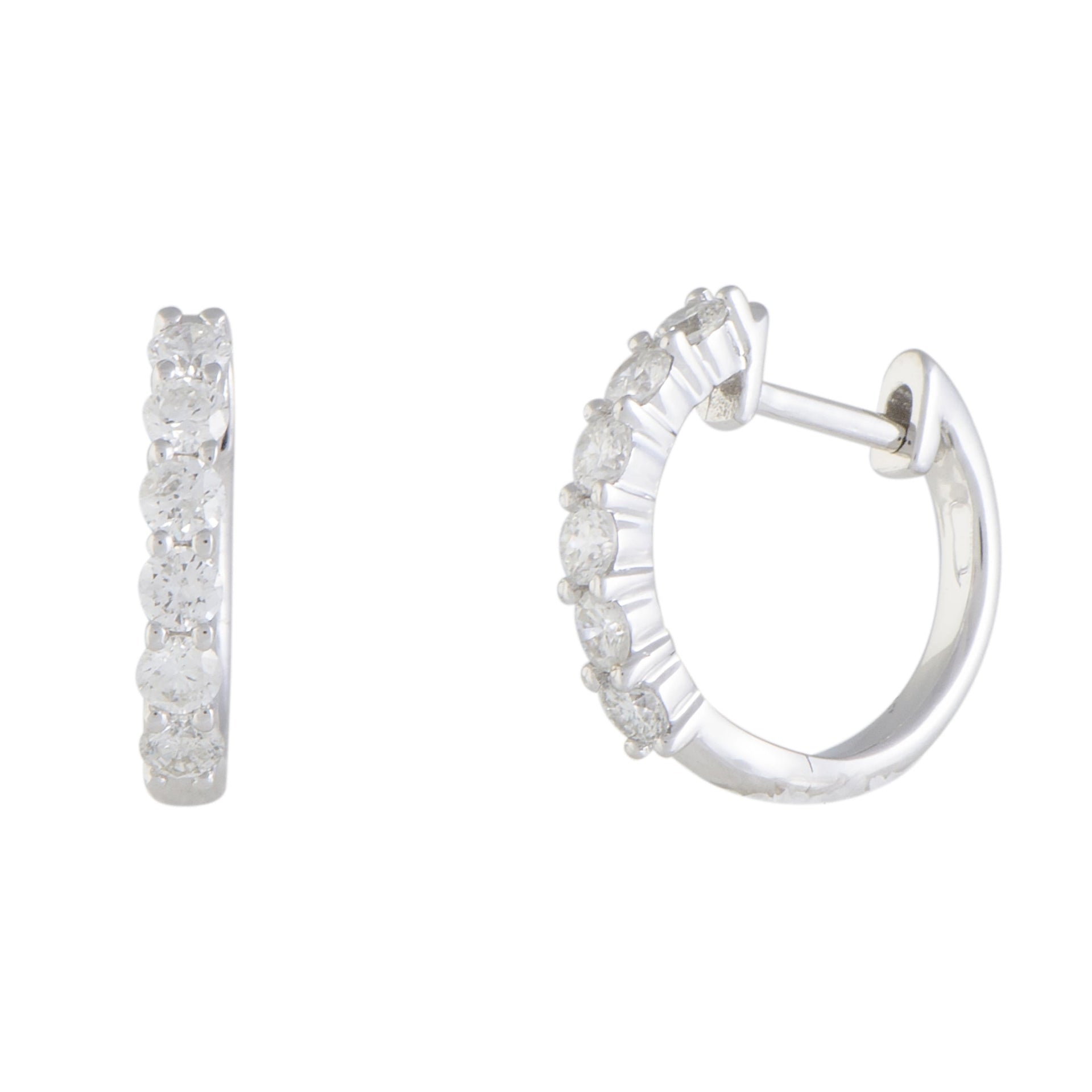 14K White Gold 0.75 ct Diamond Hoop Earrings