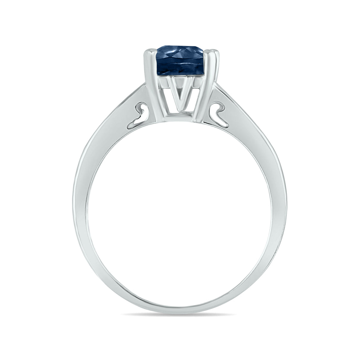 Sapphire And Diamond Ring In 14K White Gold