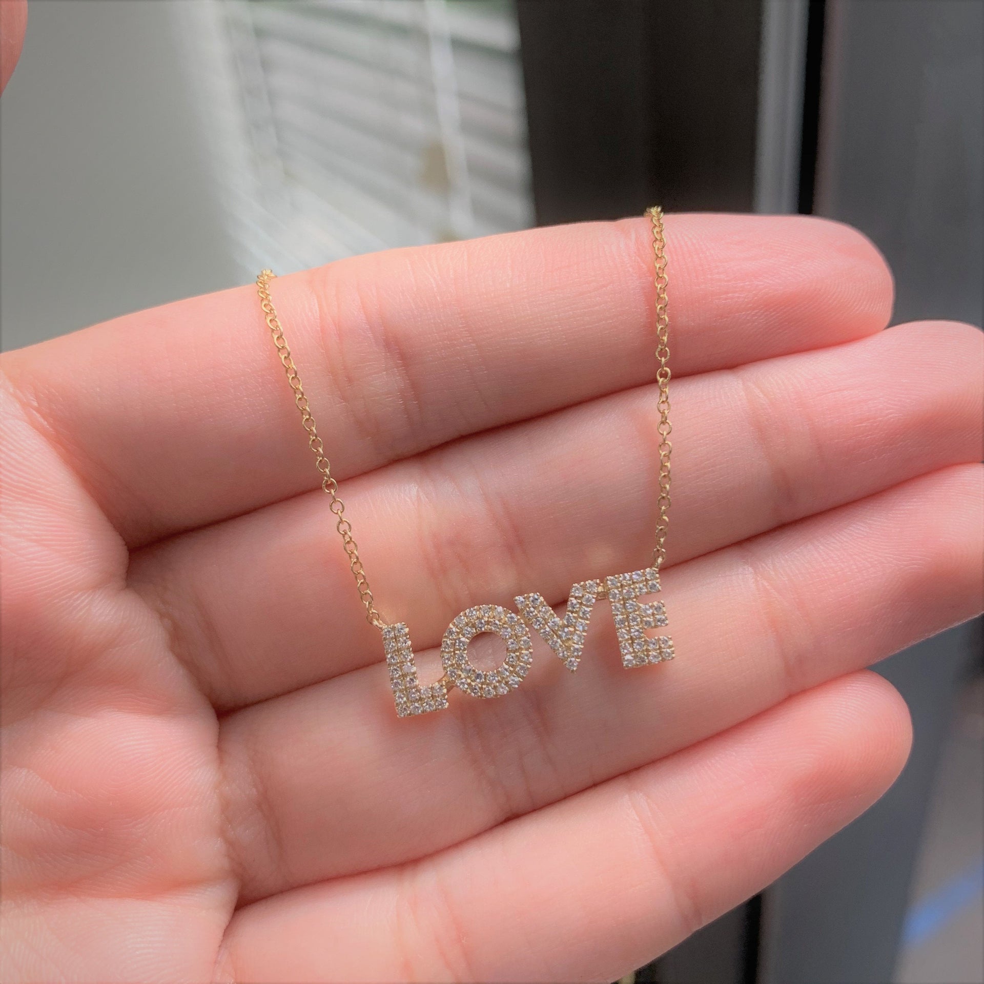 14k Gold & Diamond Love Necklace