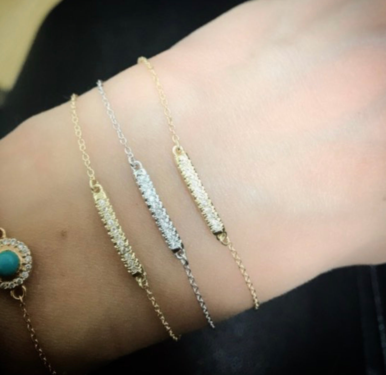 Diamond Bar Bracelet (Small) Yellow Gold