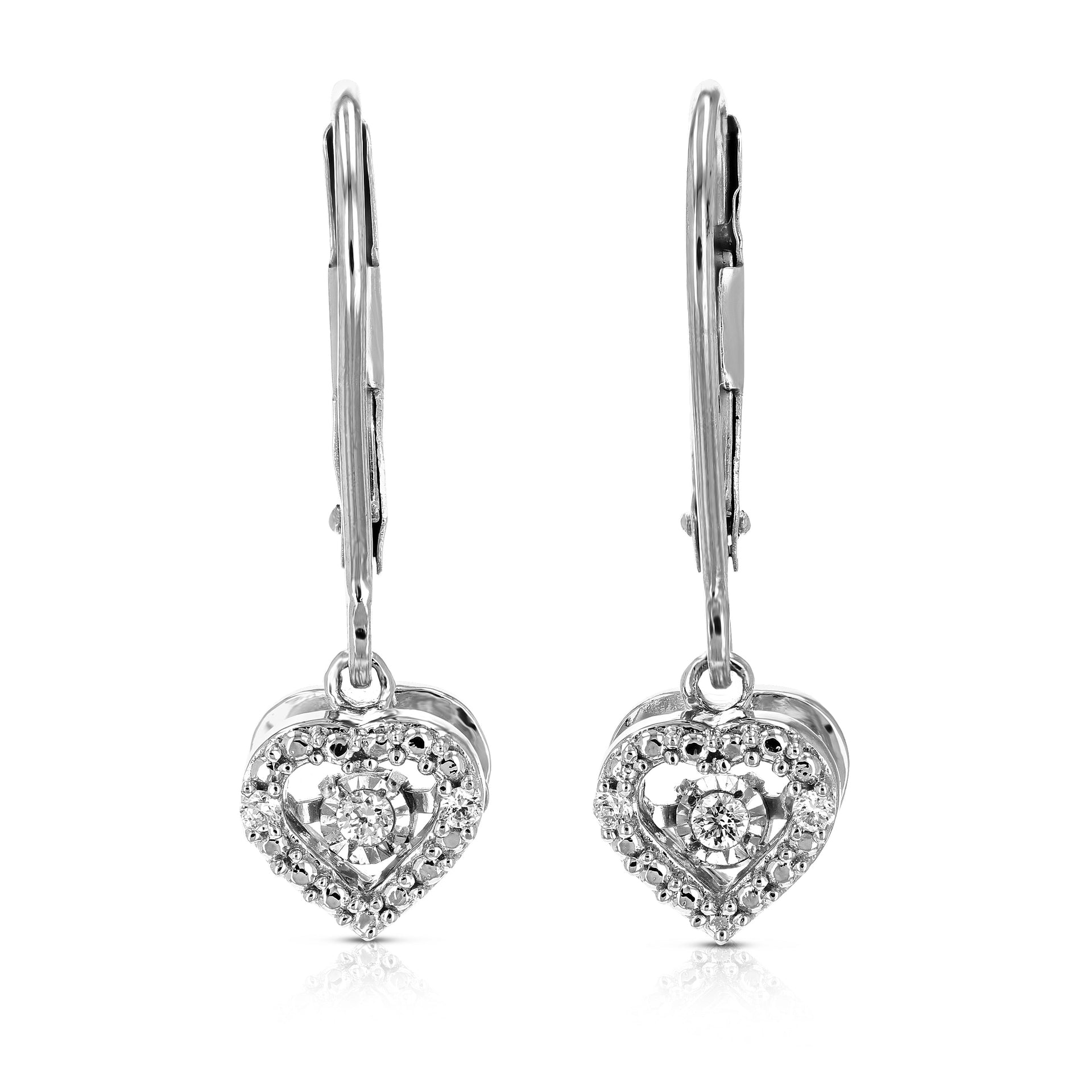 1/8 cttw 6 Stones Round Lab Grown Diamond Dangle Earrings .925 Sterling Silver Prong Set, 2/5 Inch