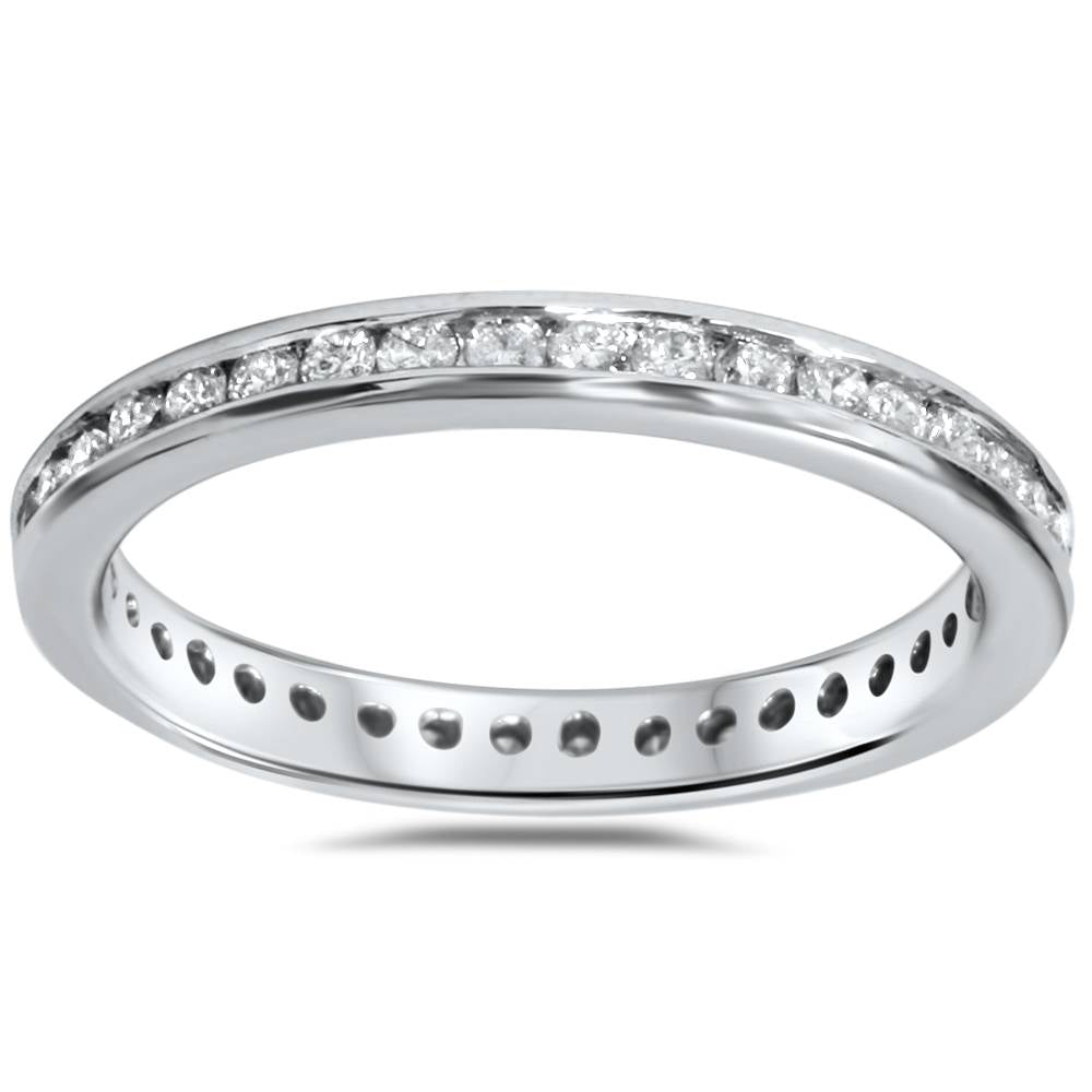 1/2 CT Diamond Channel Set Eternity Ring 14K White Gold