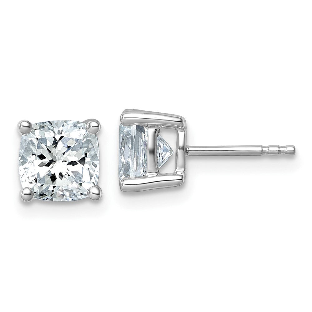 14k White Gold 3 CT Cushion Lab Grown Diamond Stud Earrings VS Clarity D-E Color