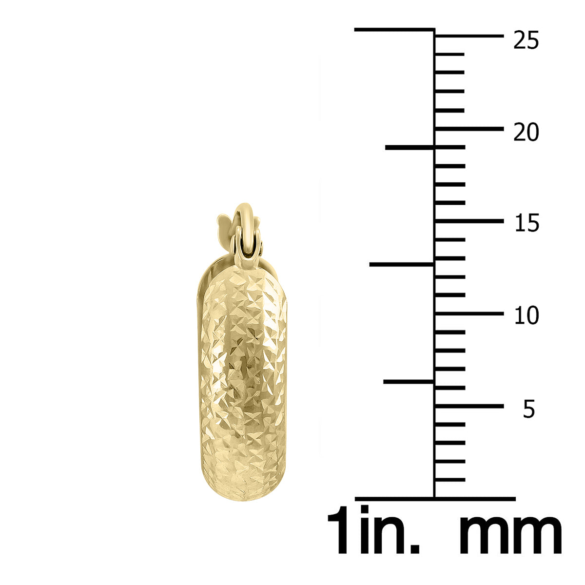 14K Yellow Gold Hammered Huggie Hoop Earrings