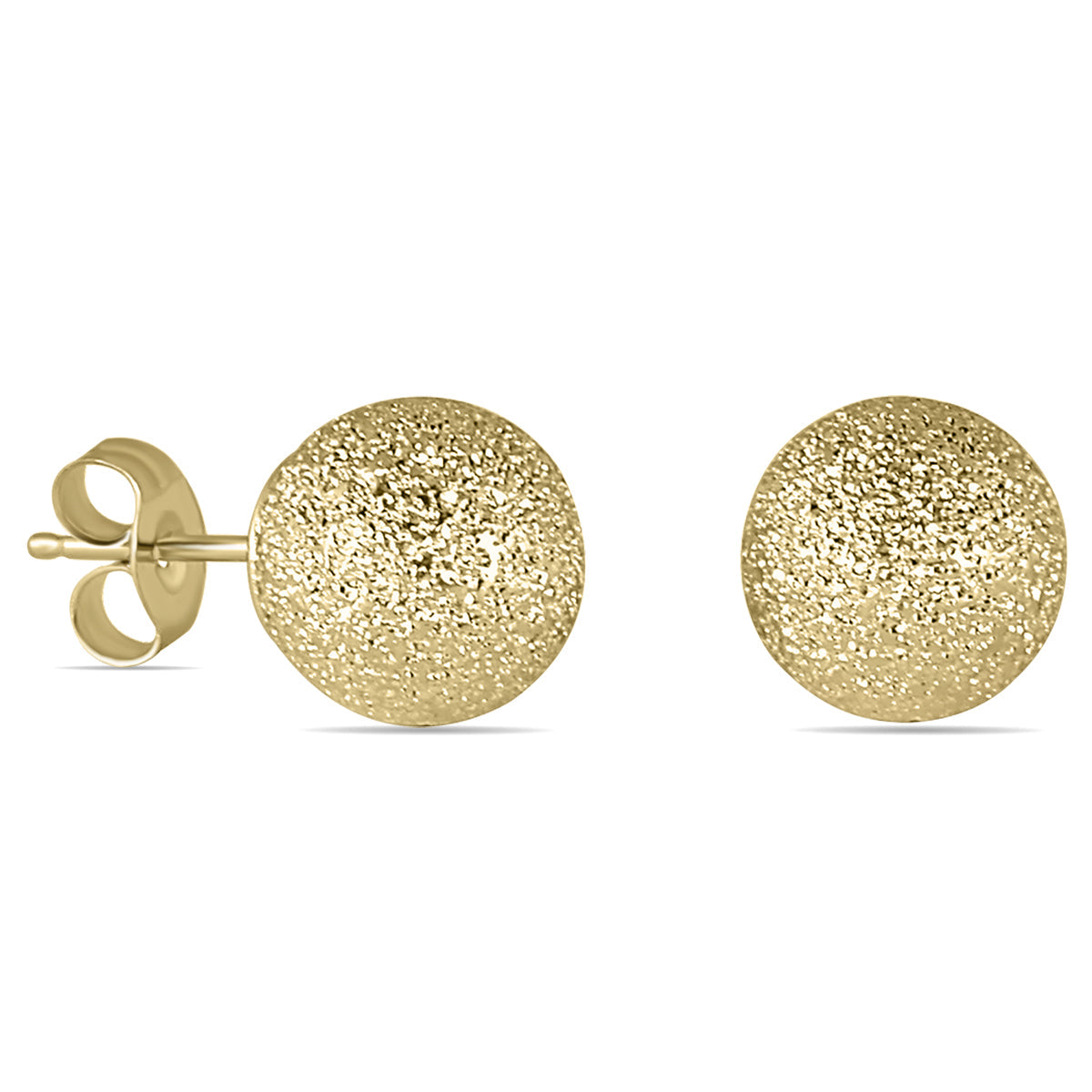 14K Yellow Gold 8mm Laser Cut Ball Stud Earrings