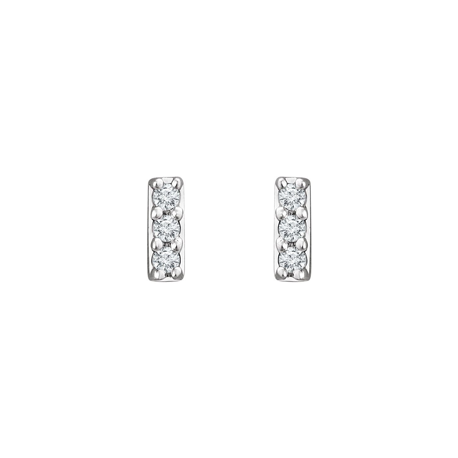 14K Gold .05ct Lab-grown Diamond Bar Stud Earrings Clarity SI Color G-H