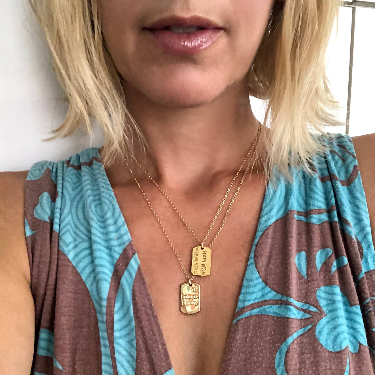 Women's Vermeil 'resolutions We Can All Keep' Dogtags Max Necklace In Embrace Change