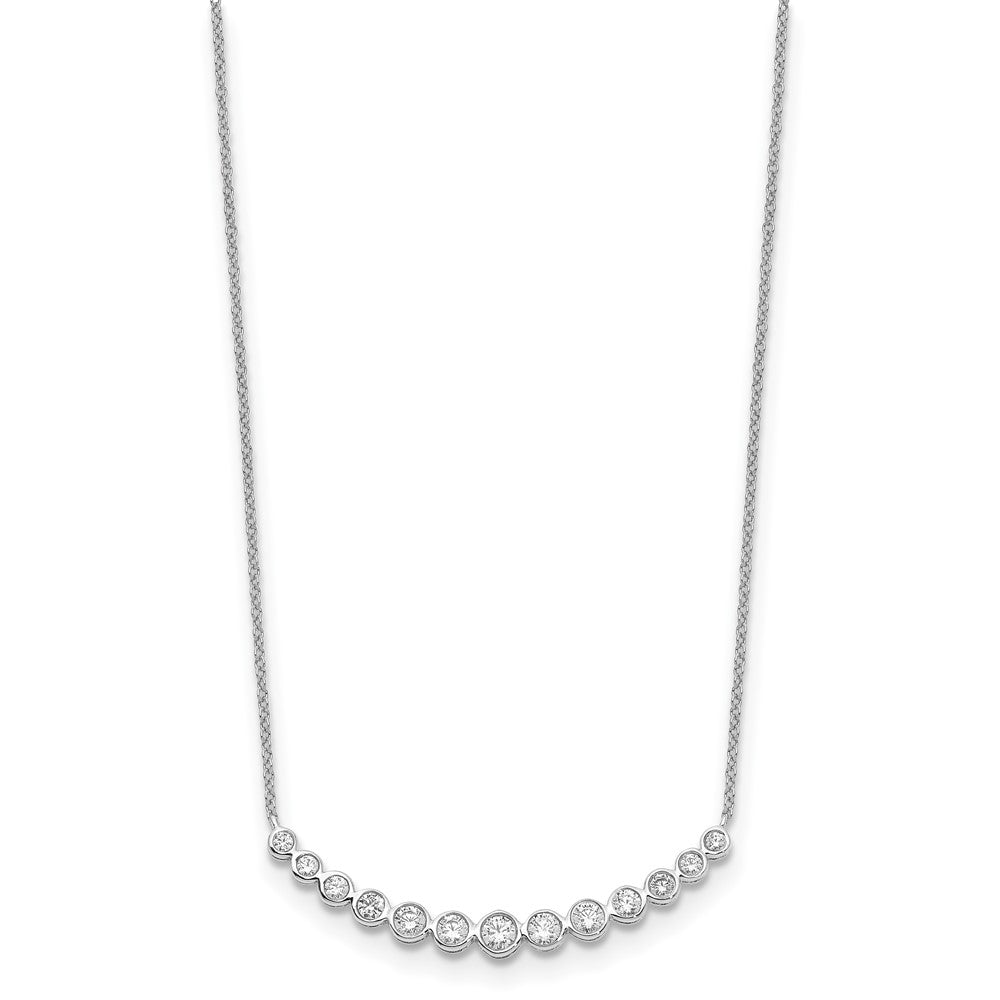 14K Gold Lab Grown Diamond Graduated Curved Bar Necklace 18'