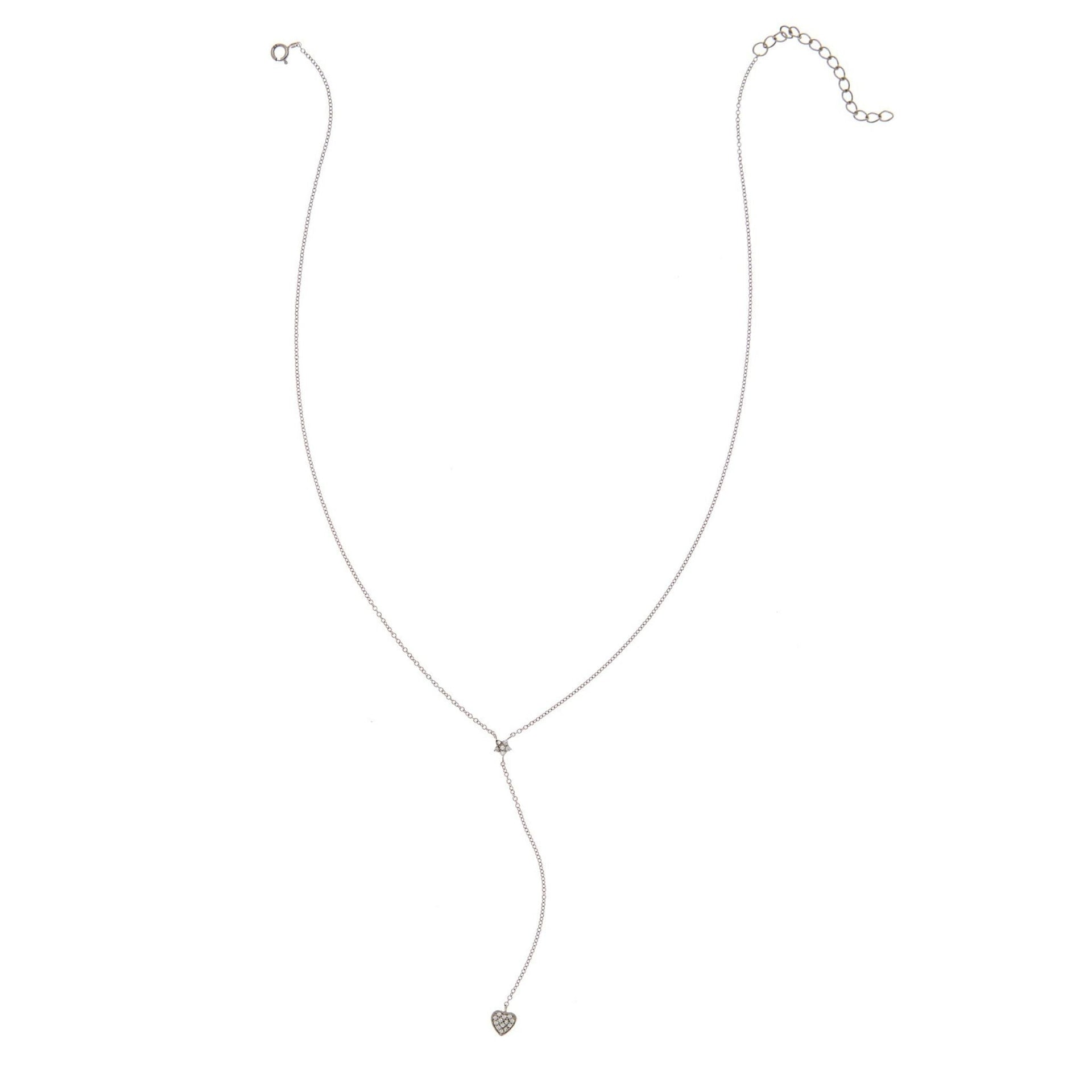 Adornia Crystal Heart and Star Drop Necklace silver