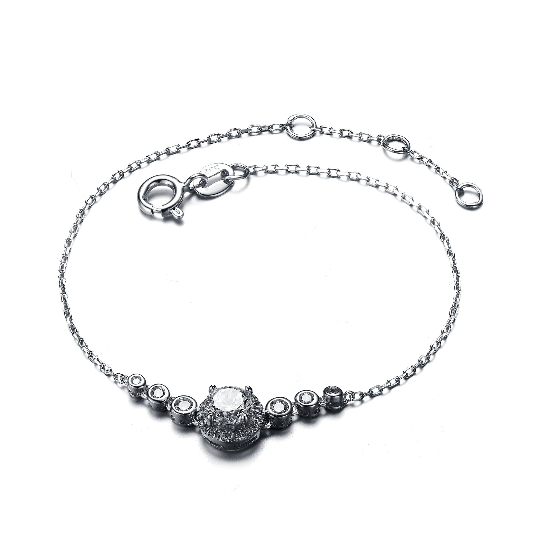 Sterling Silver Cubic Zirconia Adjustable Bracelet