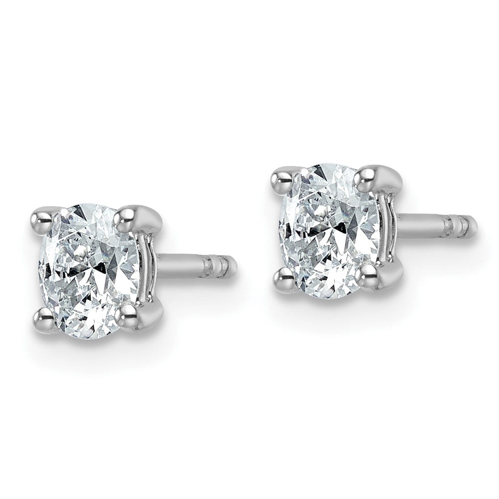 14K White Gold 1/2 CT Lab Grown Diamond 5x4mm Oval Stud Earrings VS Clarity D-E Color