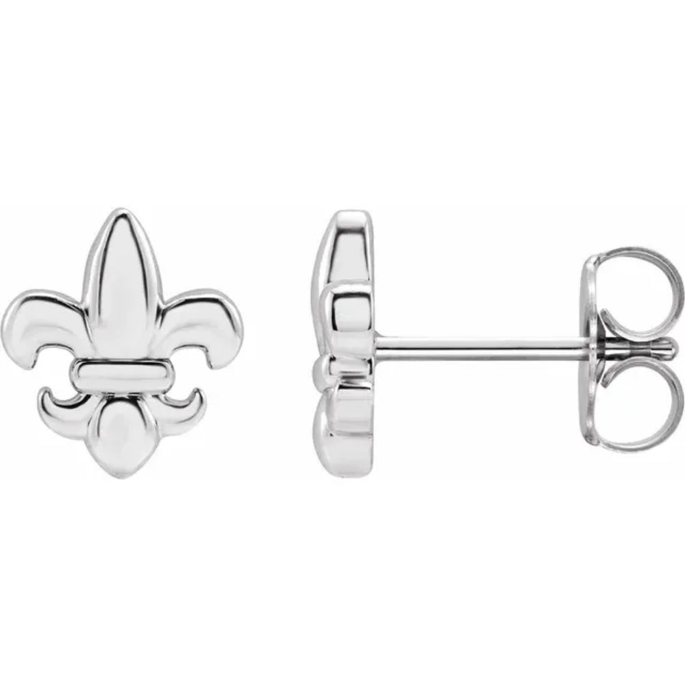 14K White or Yellow Fleur-de-Lis Earrings