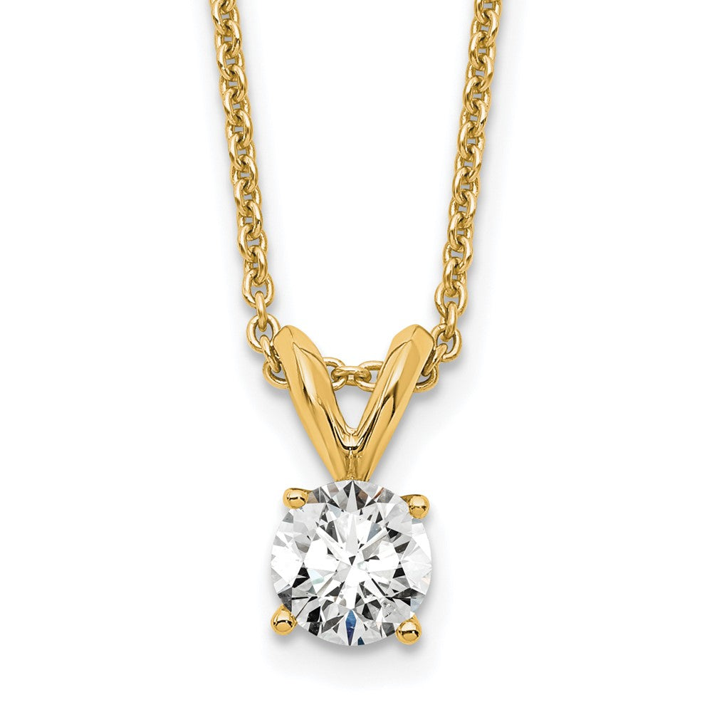 14k Yellow Gold 1/3 CT Round Lab Grown Diamond Solitaire Pendant Necklace 18' Clarity VS Color D-E