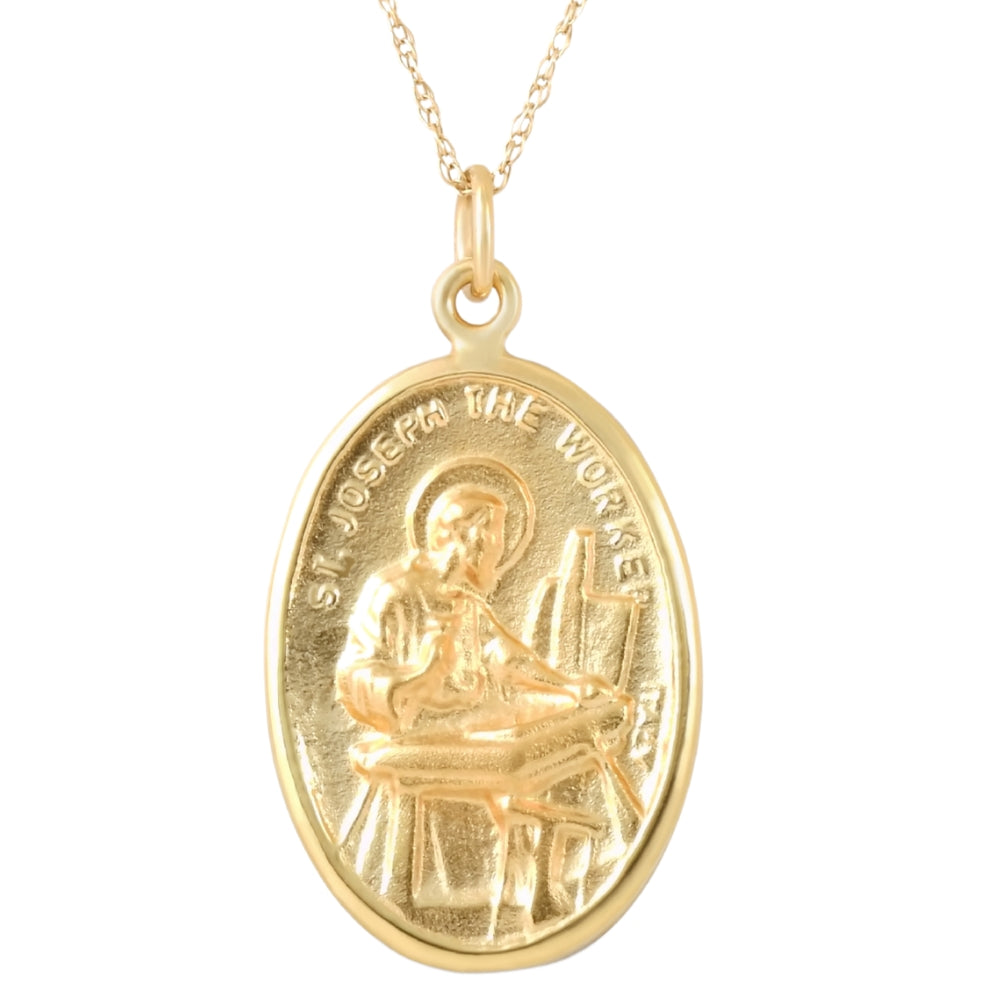 14k White or Yellow Gold St. Joseph Medal Pendant 1' Tall 2.5 Grams