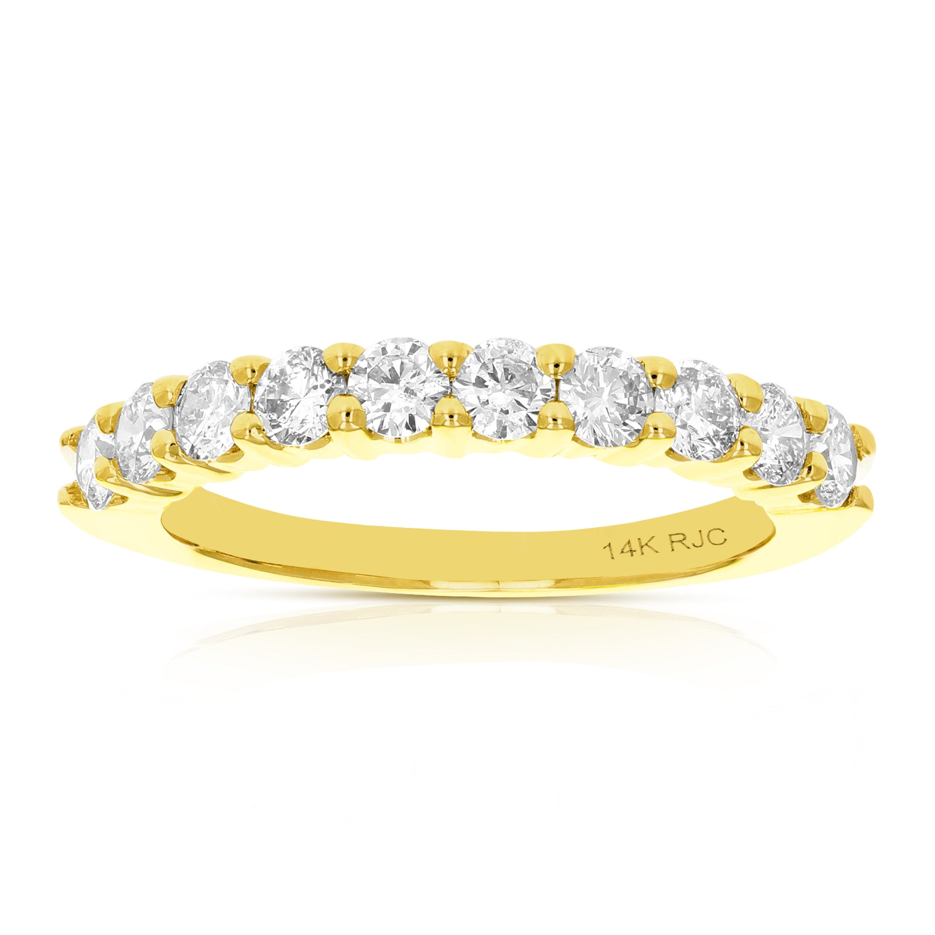 1 Cttw Diamond Wedding Band 14K Gold Prong Set 10 Stones Round