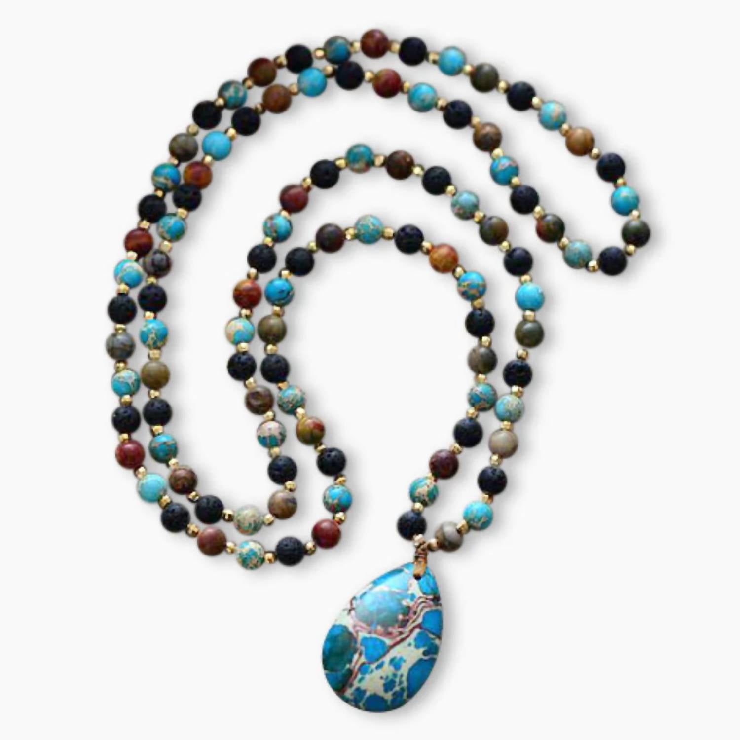 Women's Water Drop Labradorite & Onyx Pendant Necklace In Multicolor