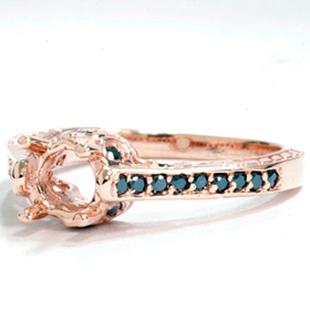 Rose Gold 1/4ct Vintage Black Diamond Ring Setting 14K