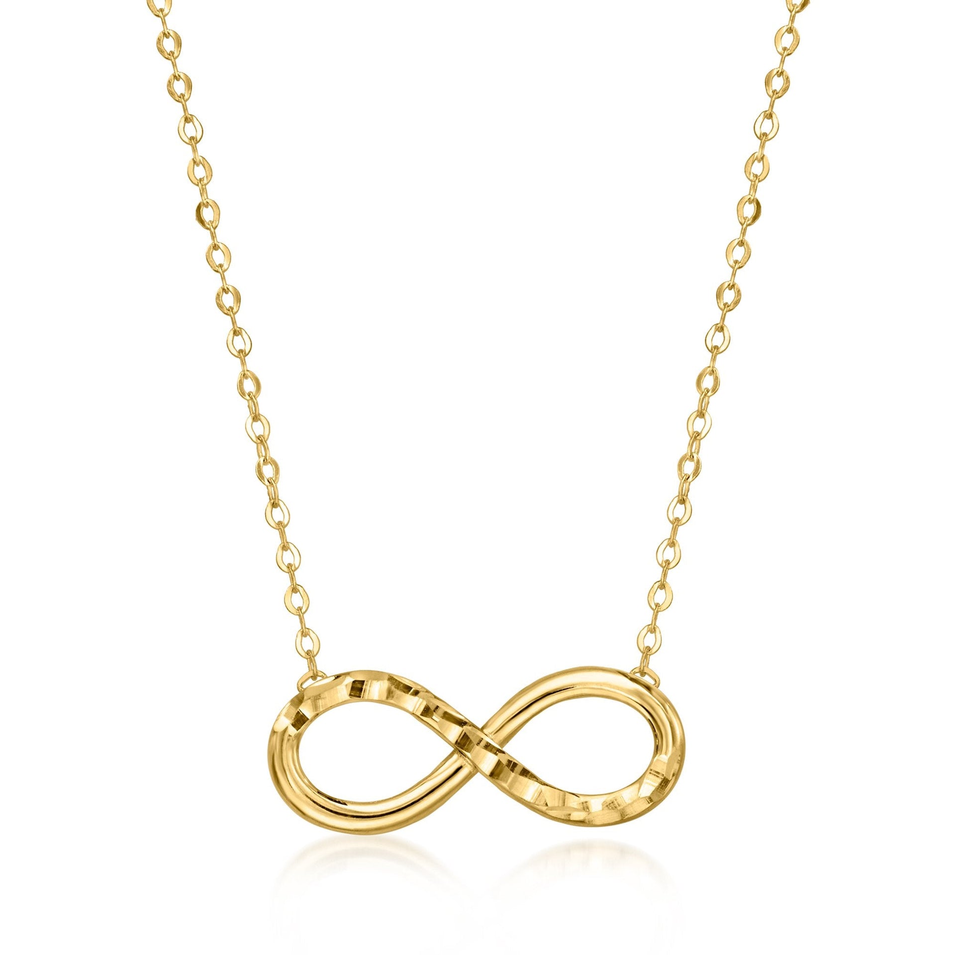 Canaria Italian 10kt Yellow Gold Diamond-cut Infinity Necklace