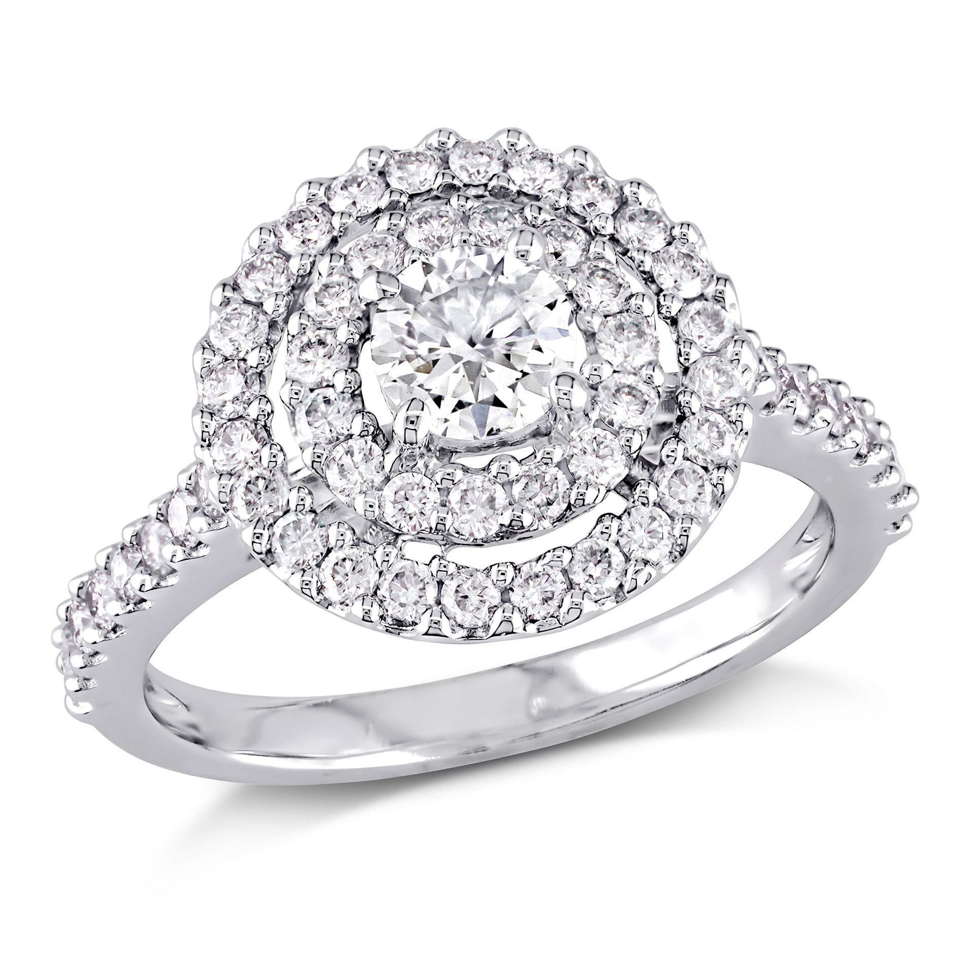 Mimi & Max 1ct TW Diamond Ring Double Halo Engagement Ring 14k White Gold