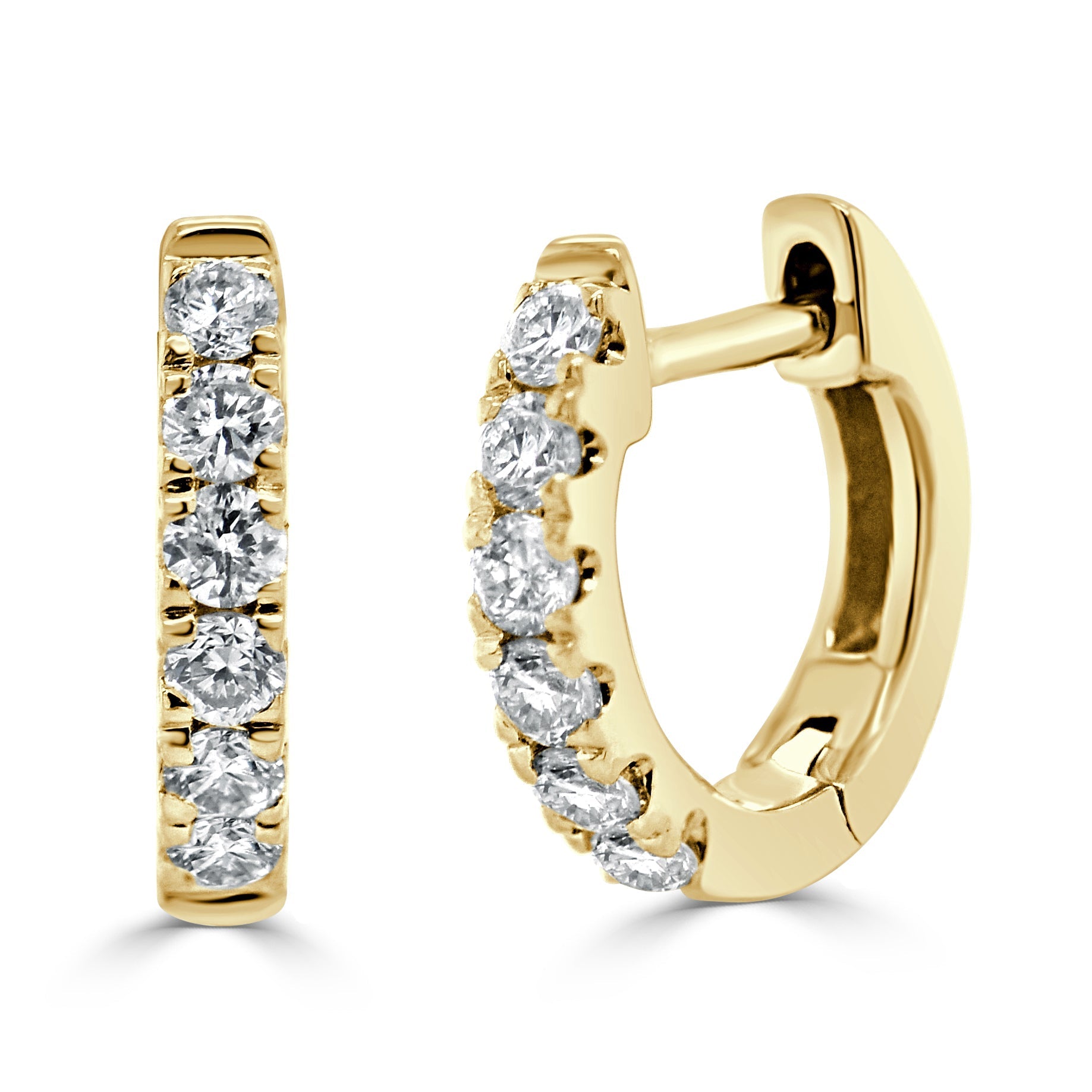 14k Gold & Diamond Huggie Earrings
