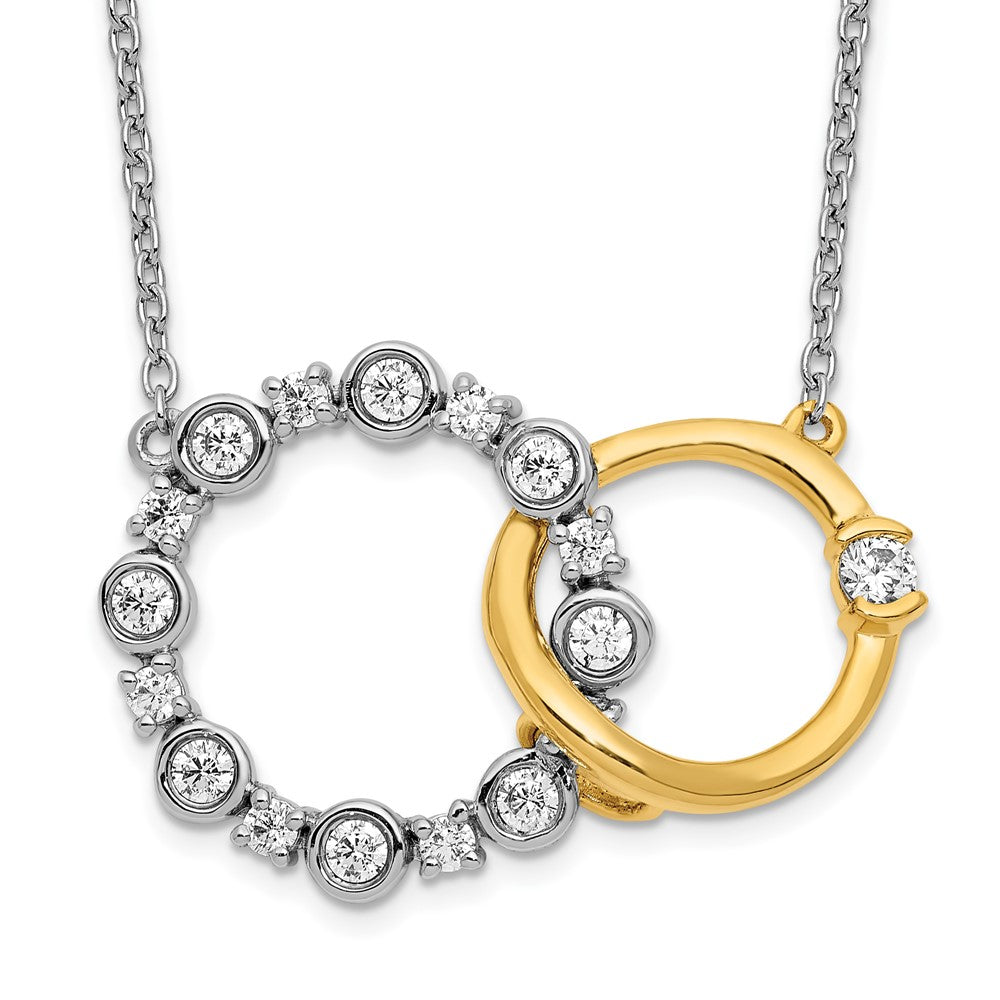 14K Two-tone Gold 0.40 CT Lab Grown Diamond Circle Interlocking Necklace 18' Clarity VS Color G-H
