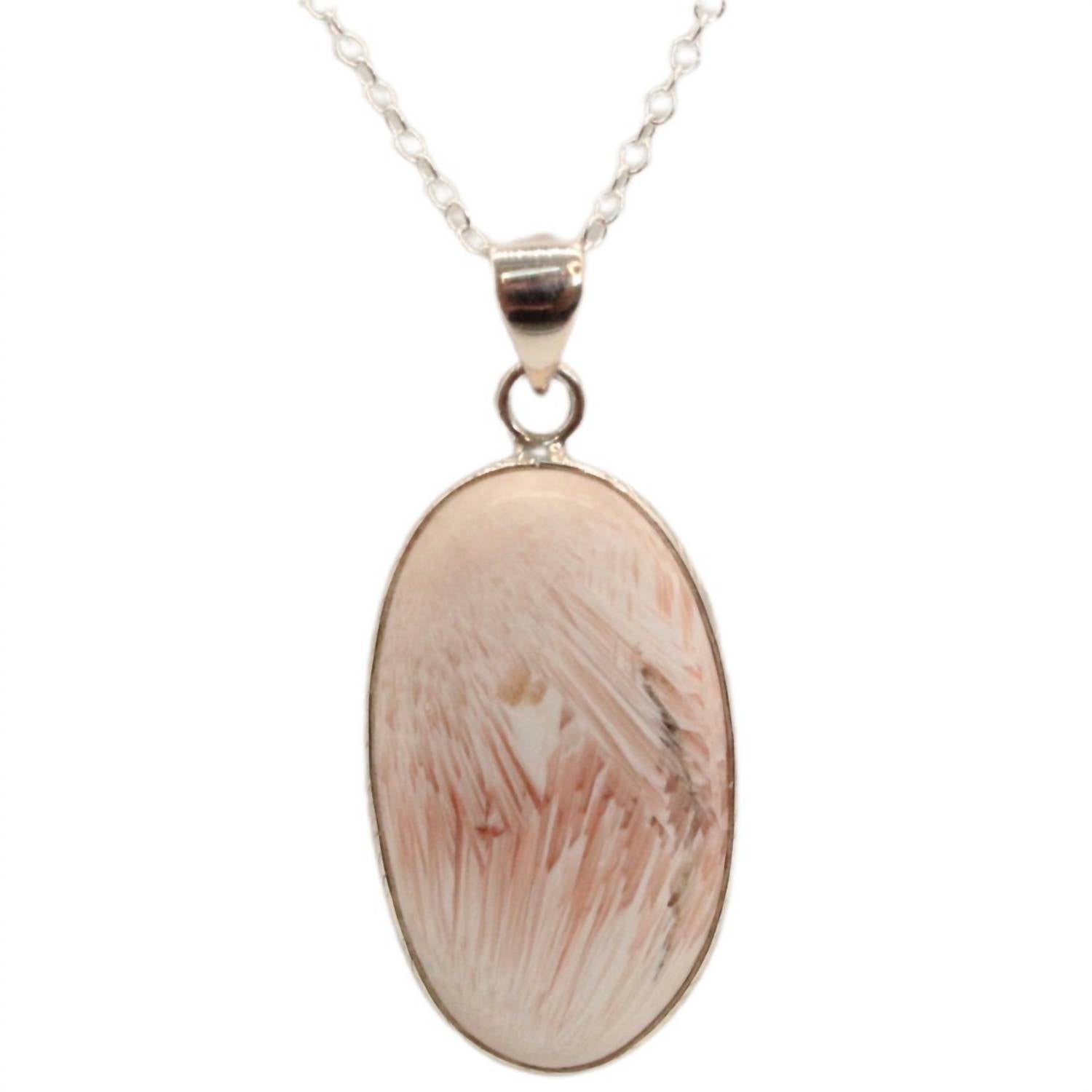 Women's Scolecite Pendant And Necklace In Orange