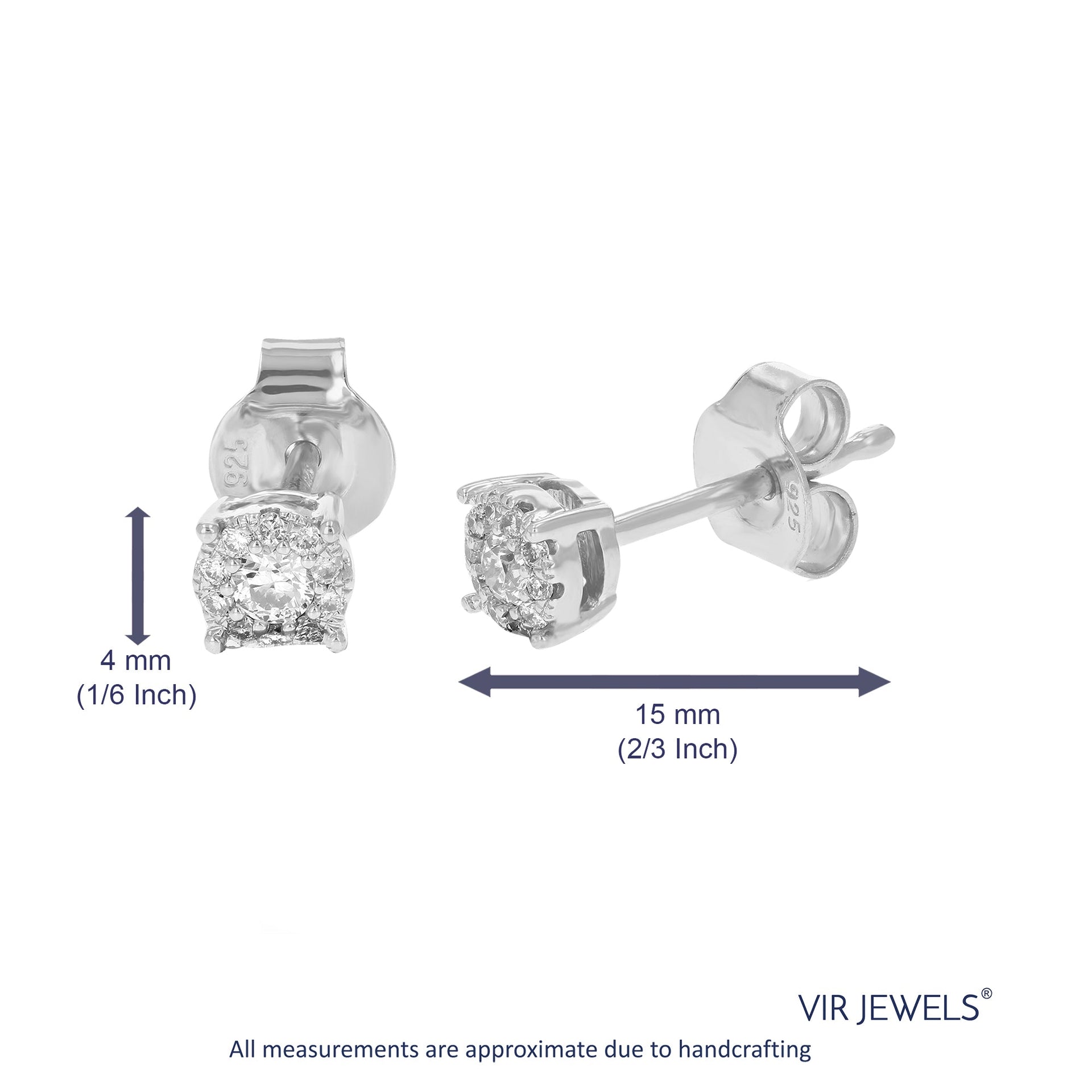 1/5 cttw Stud Earrings Made of Round Lab Grown Diamonds And 925 Sterling Silver Prong Setting