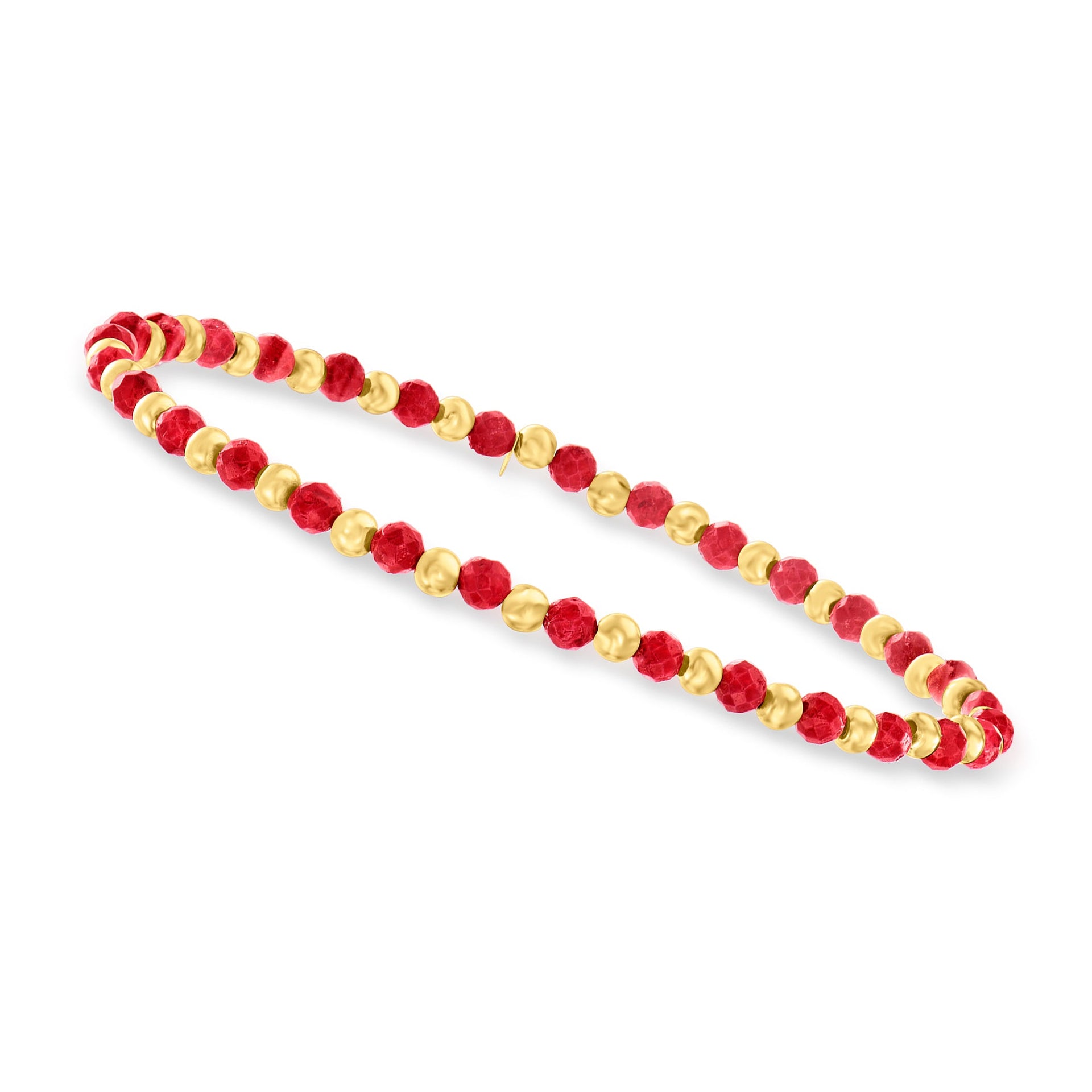Canaria Ruby Bead Stretch Bracelet With 10kt Yellow Gold