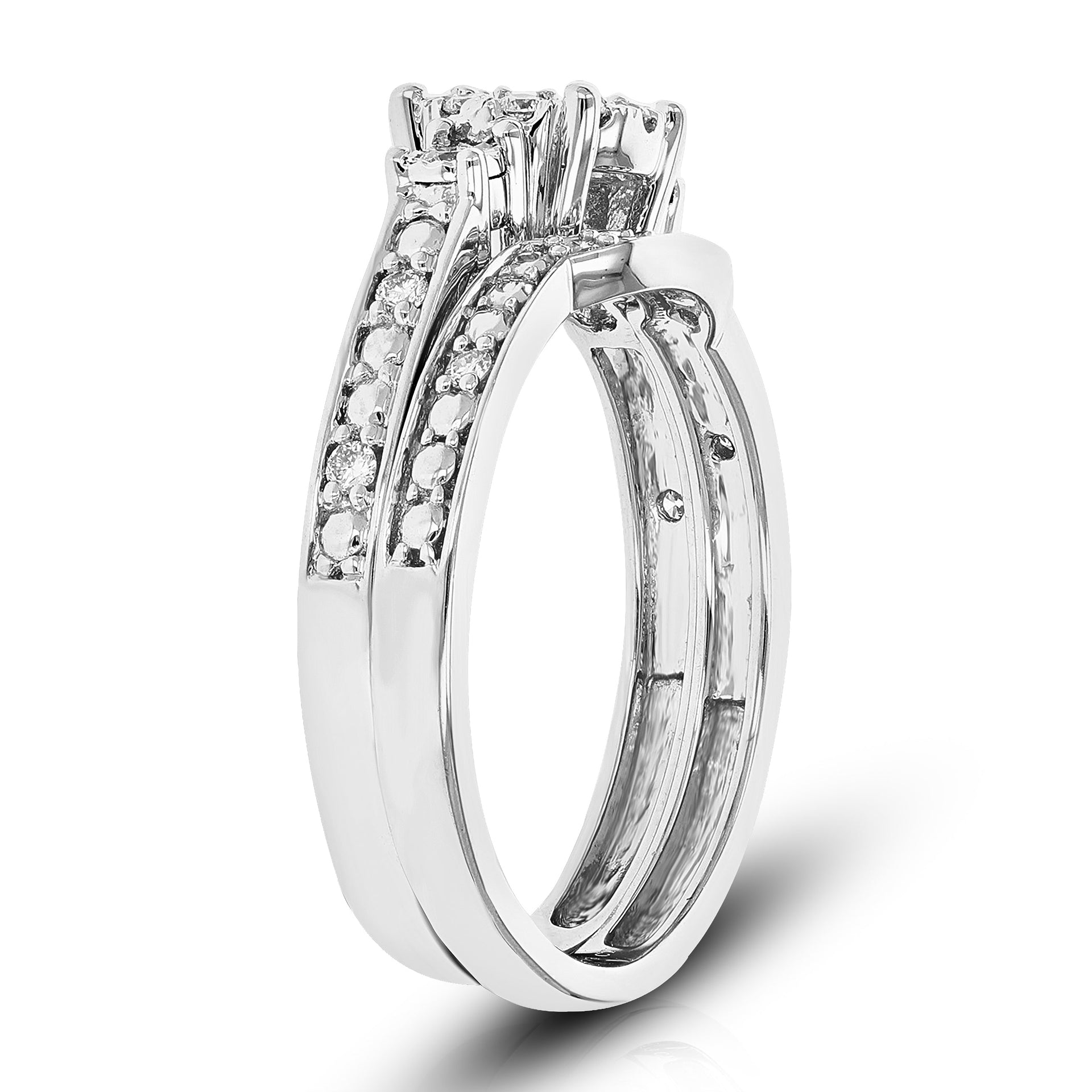 1/3 cttw Round Cut Lab Grown Diamond Prong Set Wedding Engagement Ring Bridal Set. 925 Sterling Silver